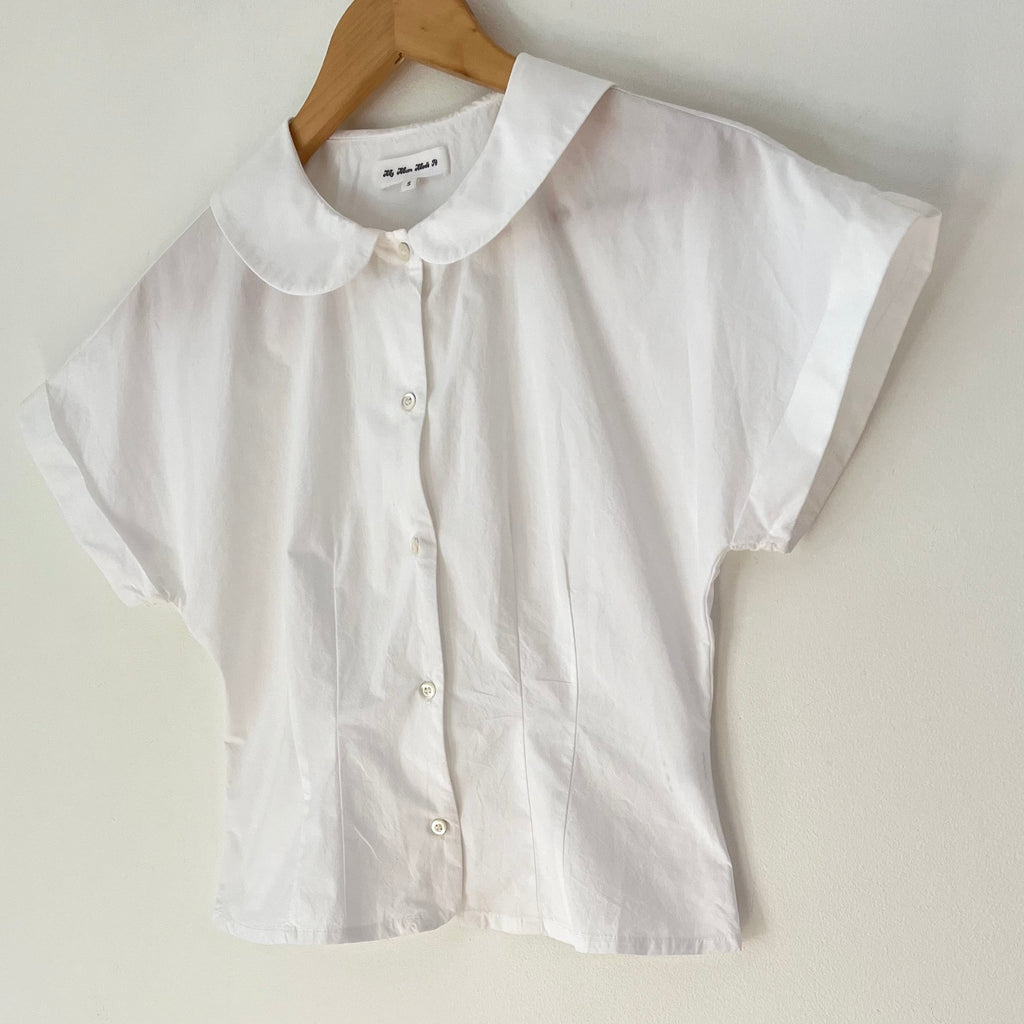 My Mum Made It Curved Collar Cap Sleeve Shirt Size S.