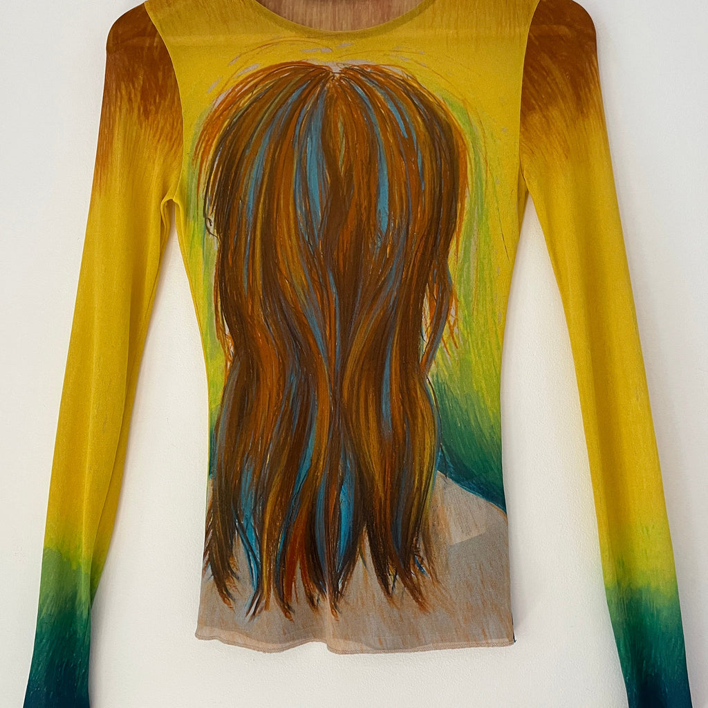 Acne Studios TACITA Portrait Mesh Graphic Top Size XXS.