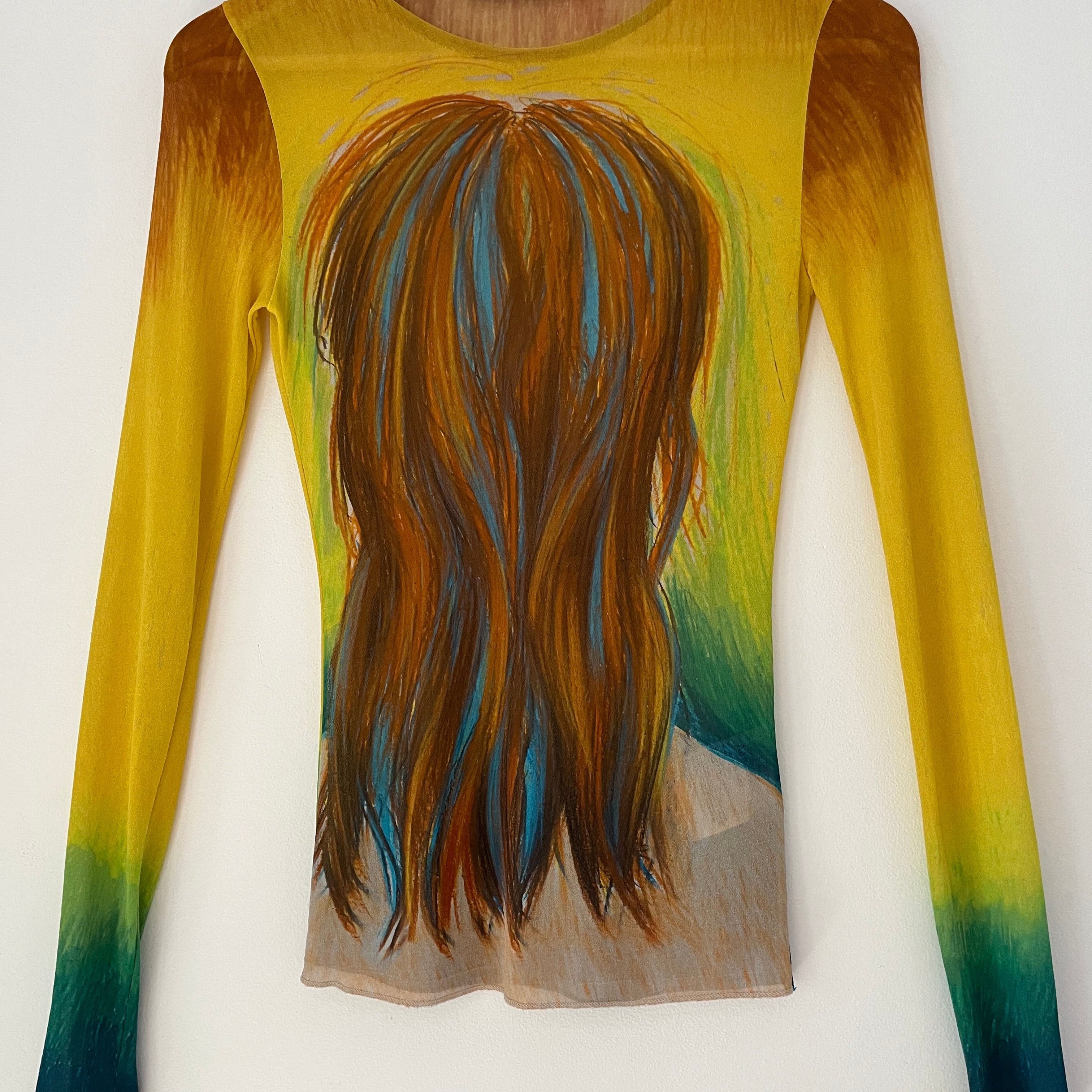 Acne Studios TACITA Portrait Mesh Graphic Top Size XXS.