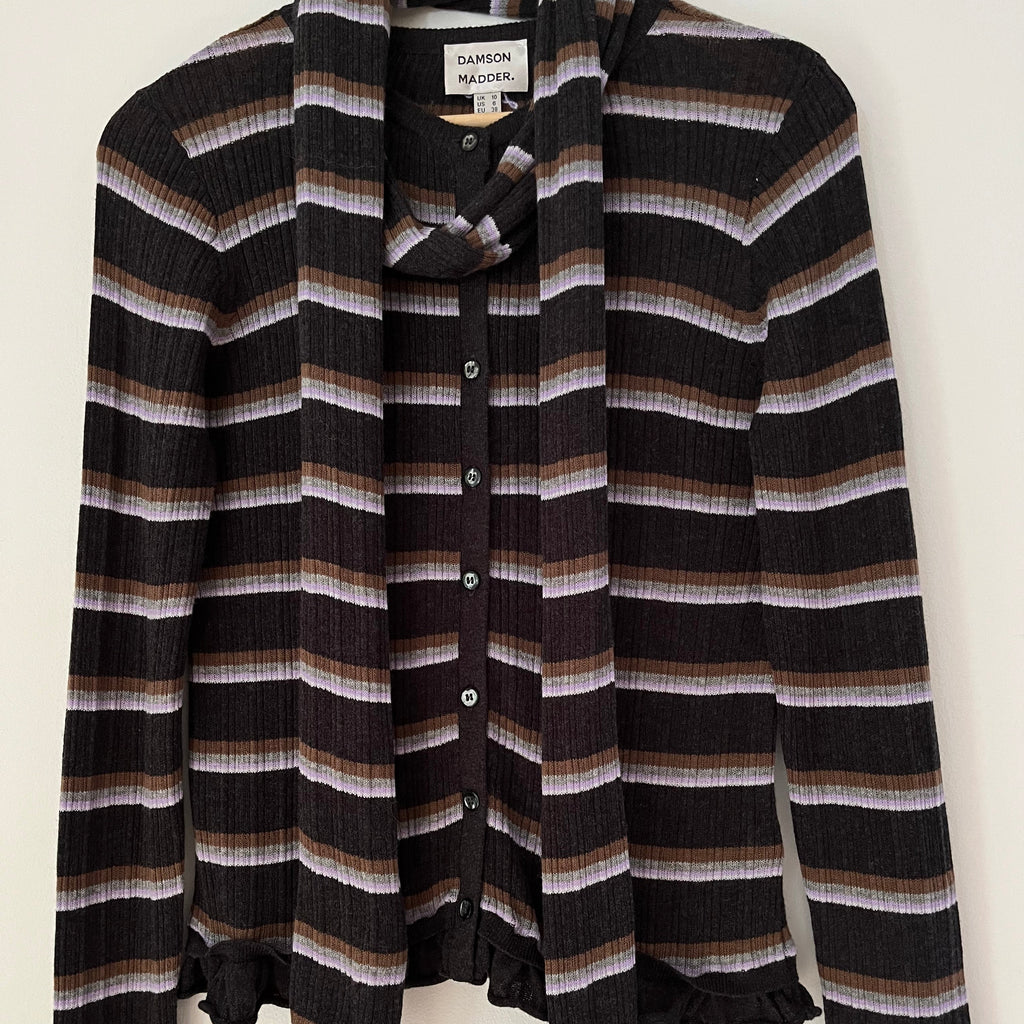 Damson Madder ANELIS Cotton/Merino Blend Cardigan Size 10.