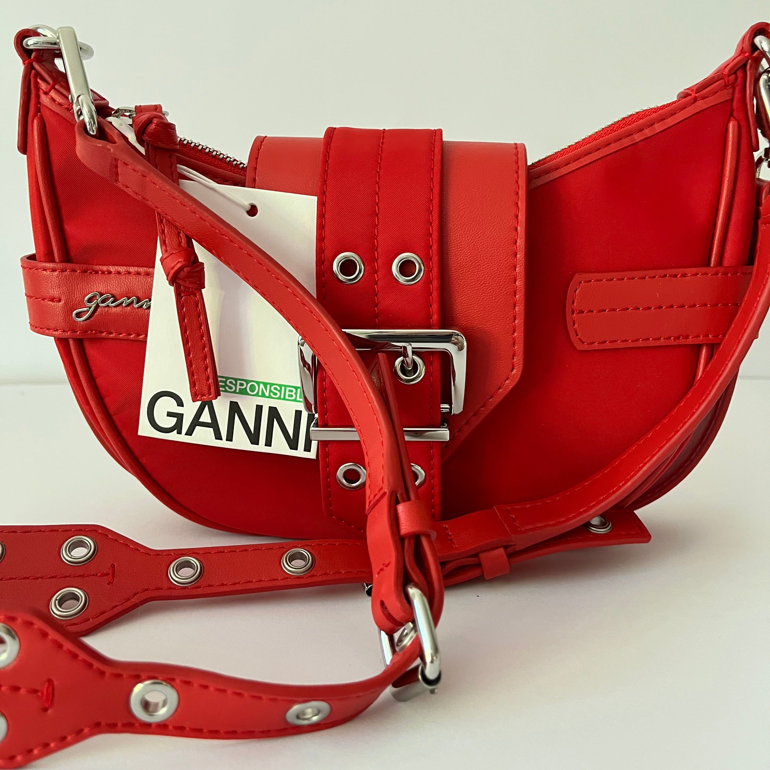 Ganni BNWT Small BUCKY Crossbody Bag in Racing Red.