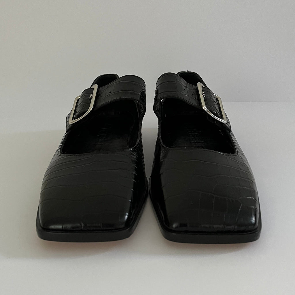 Aeyde SUNNY Croc-effect Mary Jane Ballet Flats Size 37.5/AU6.5.