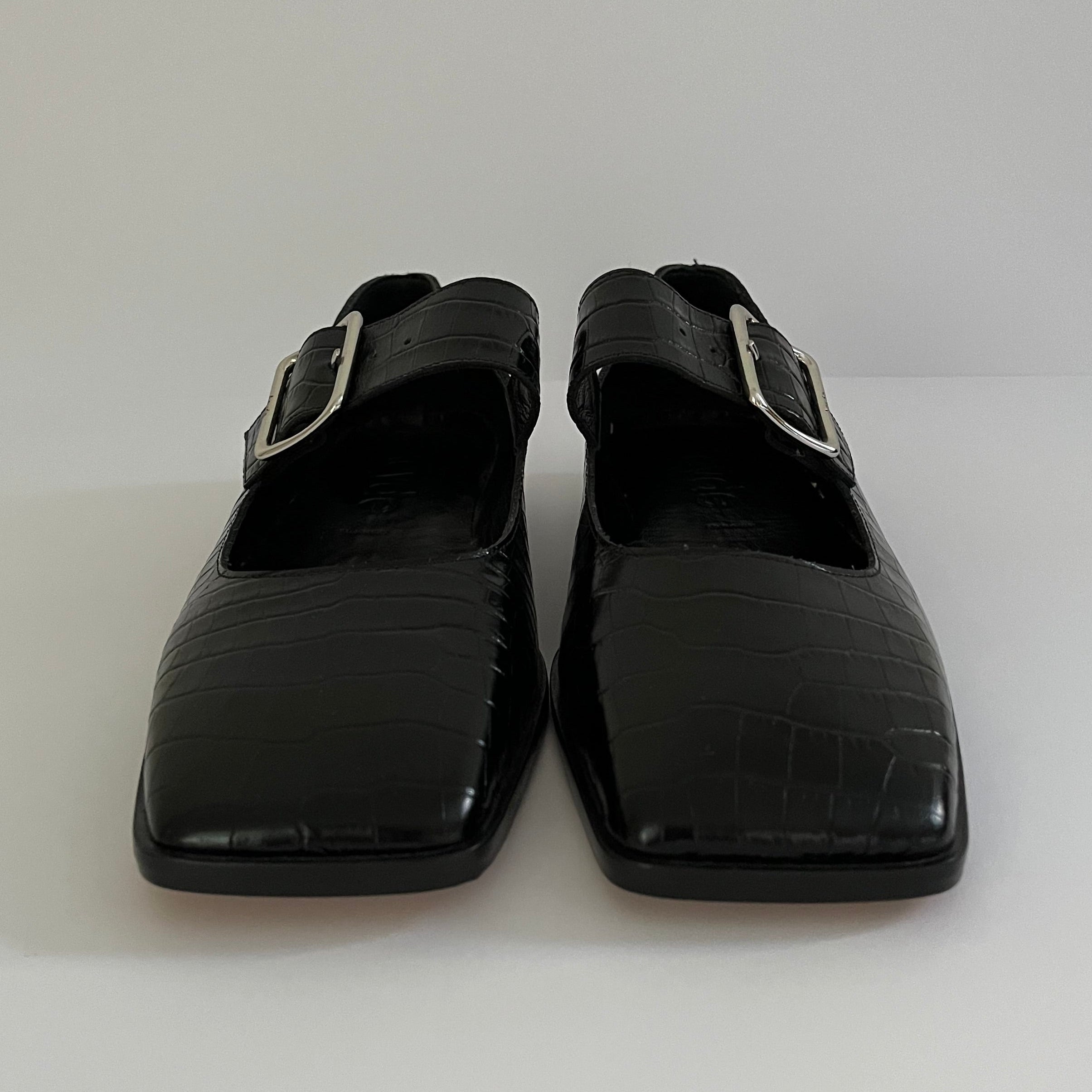 Aeyde SUNNY Croc-effect Mary Jane Ballet Flats Size 37.5/AU6.5.