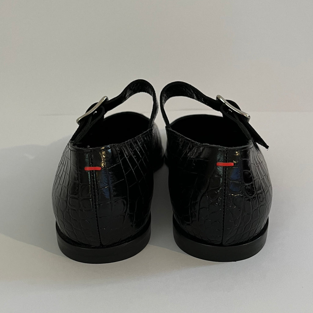 Aeyde SUNNY Croc-effect Mary Jane Ballet Flats Size 37.5/AU6.5.