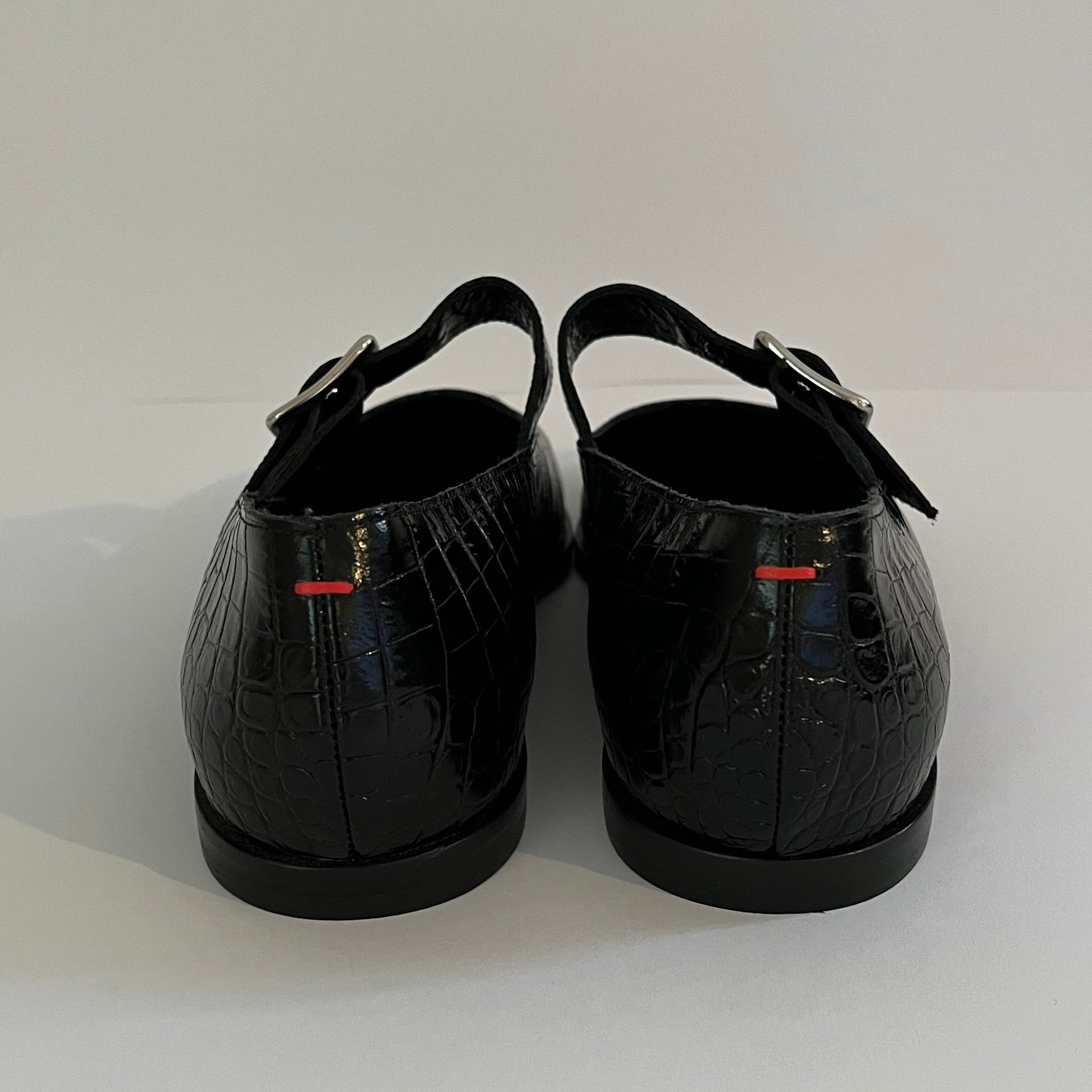 Aeyde SUNNY Croc-effect Mary Jane Ballet Flats Size 37.5/AU6.5.