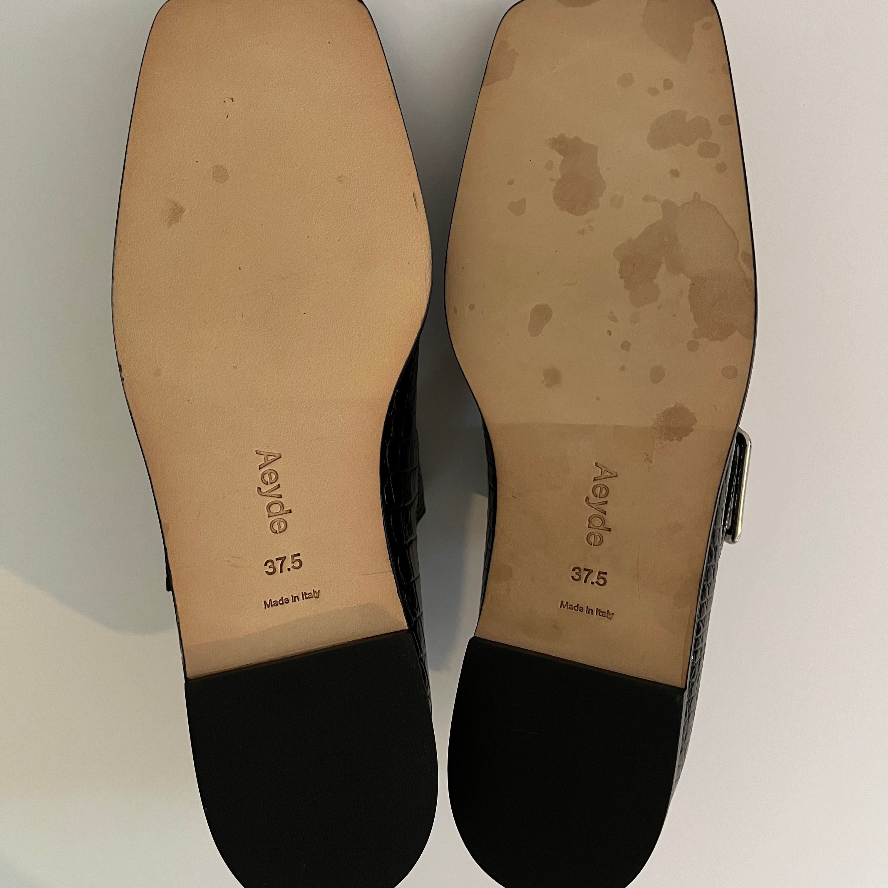 Aeyde SUNNY Croc-effect Mary Jane Ballet Flats Size 37.5/AU6.5.