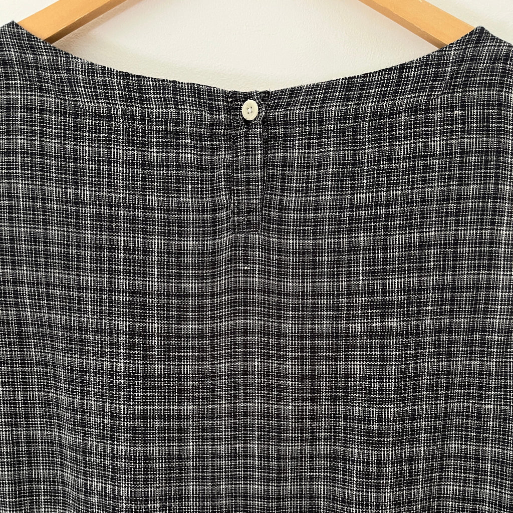 Toast ASAWA Tiered Check Linen Midi Dress in Charcoal.