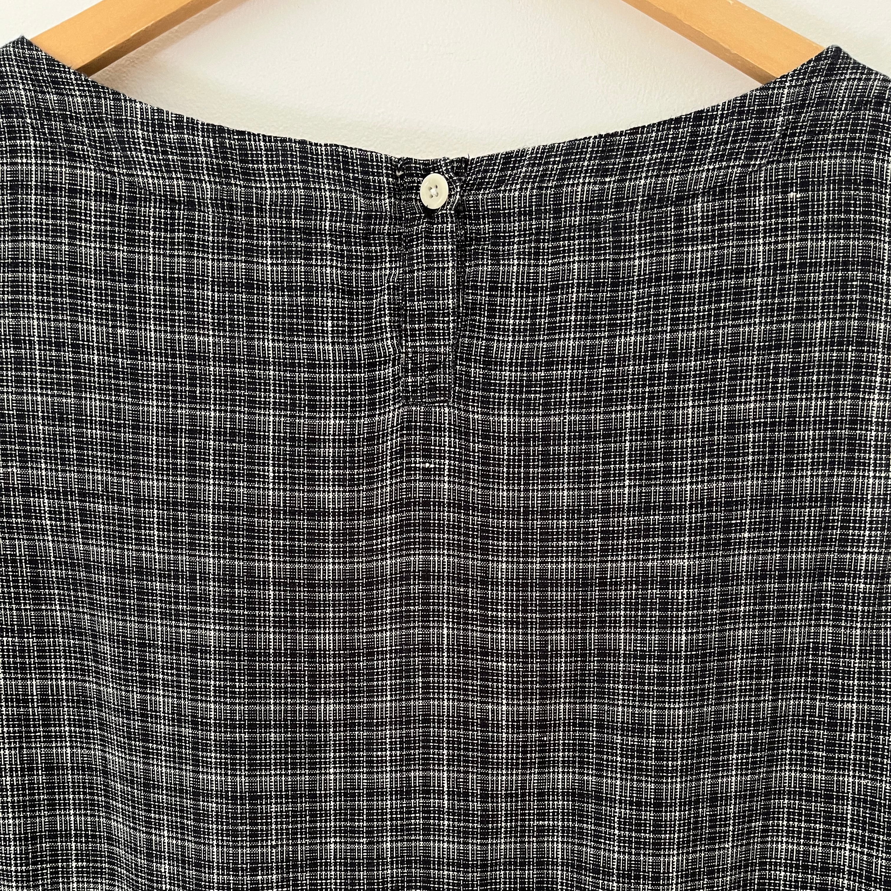 Toast ASAWA Tiered Check Linen Midi Dress in Charcoal.