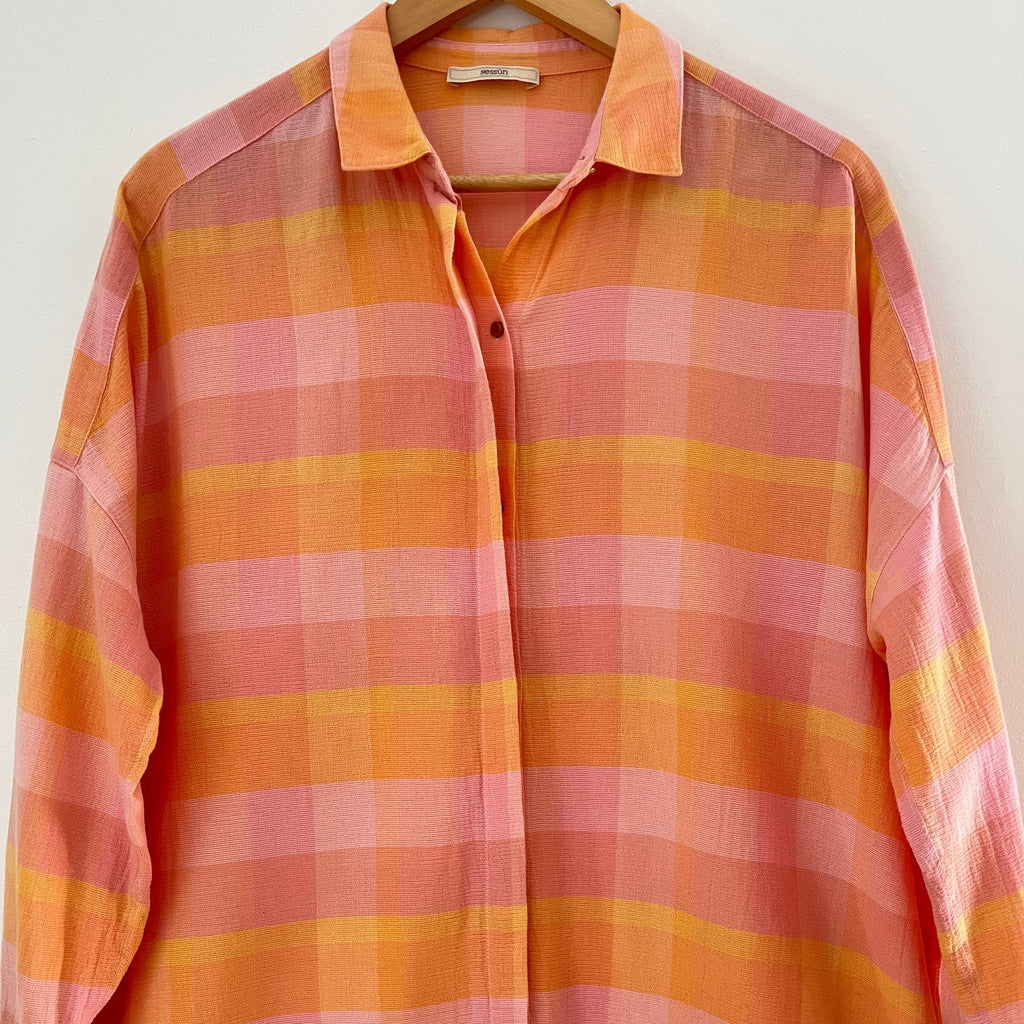 Sessùn DELIMA Checked Shirt in Orange Size M.