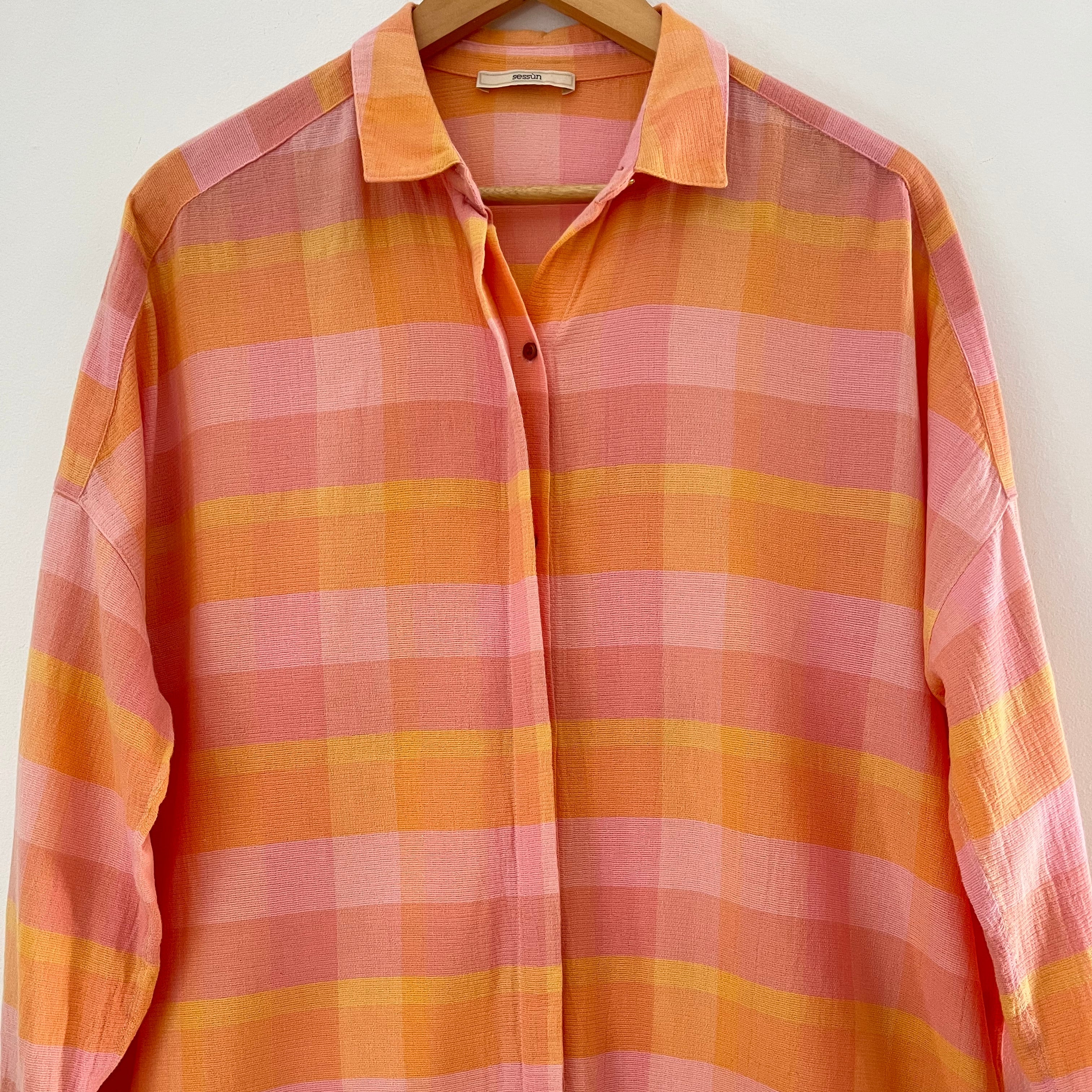Sessùn DELIMA Checked Shirt in Orange Size M.