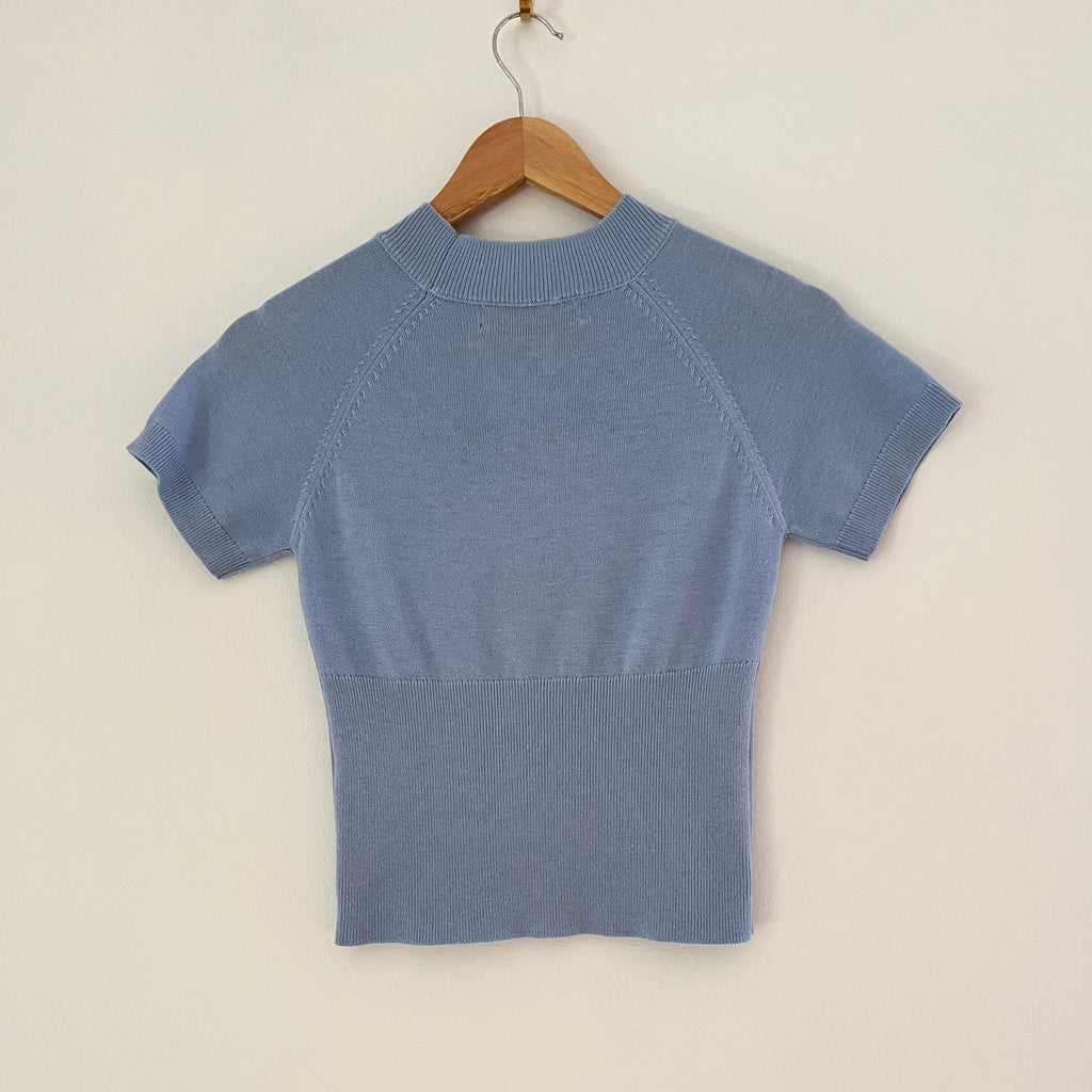 Little Yarn LUCKY Knit Top in Blue.