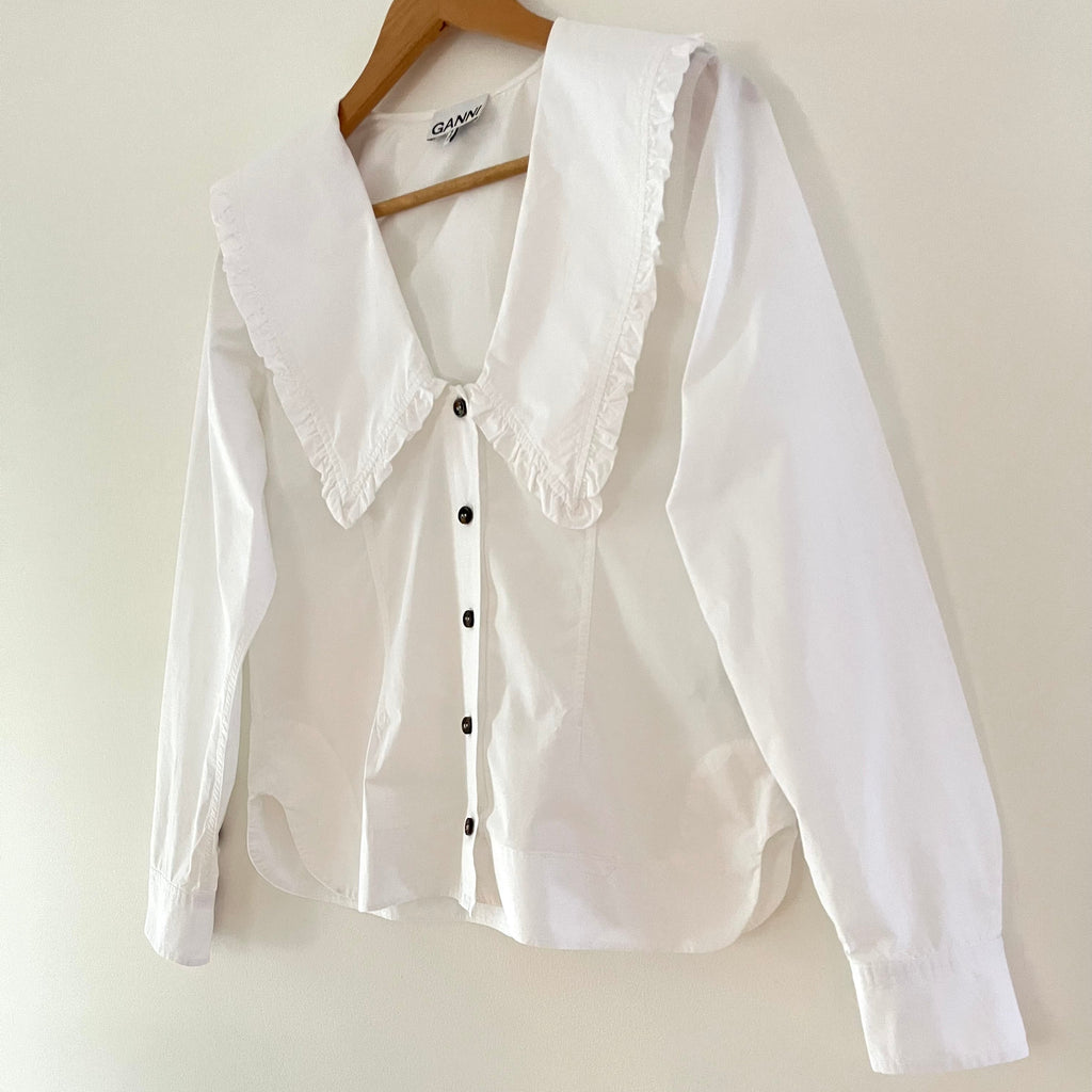 Ganni Cotton V neck Blouse Size 36/XS.