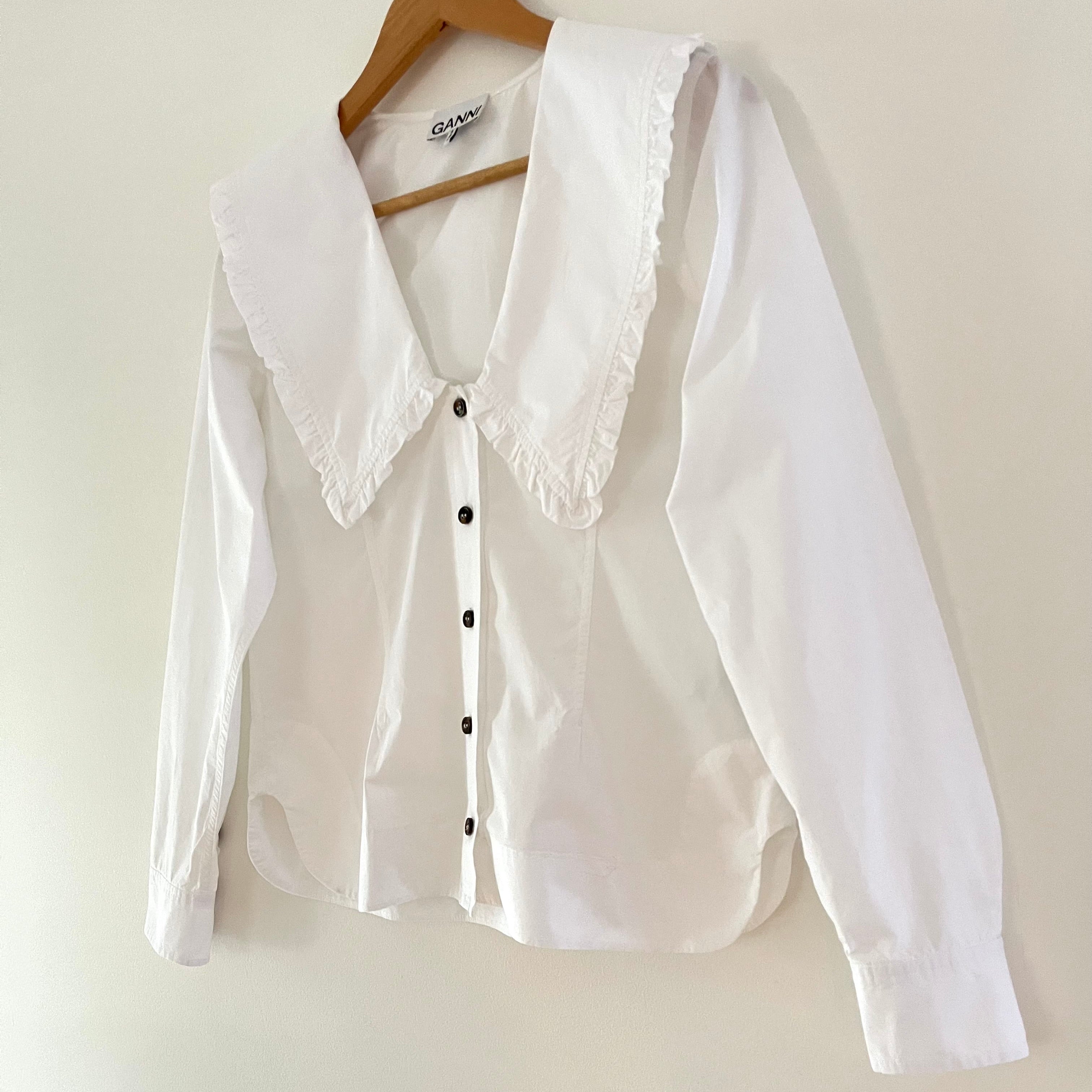 Ganni Cotton V neck Blouse Size 36/XS.