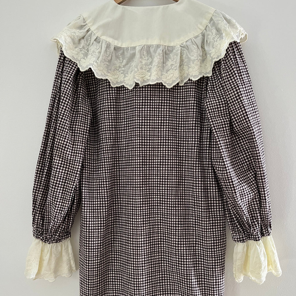 Par Moi Archives Gingham Ruffle Collar Mini Dress.