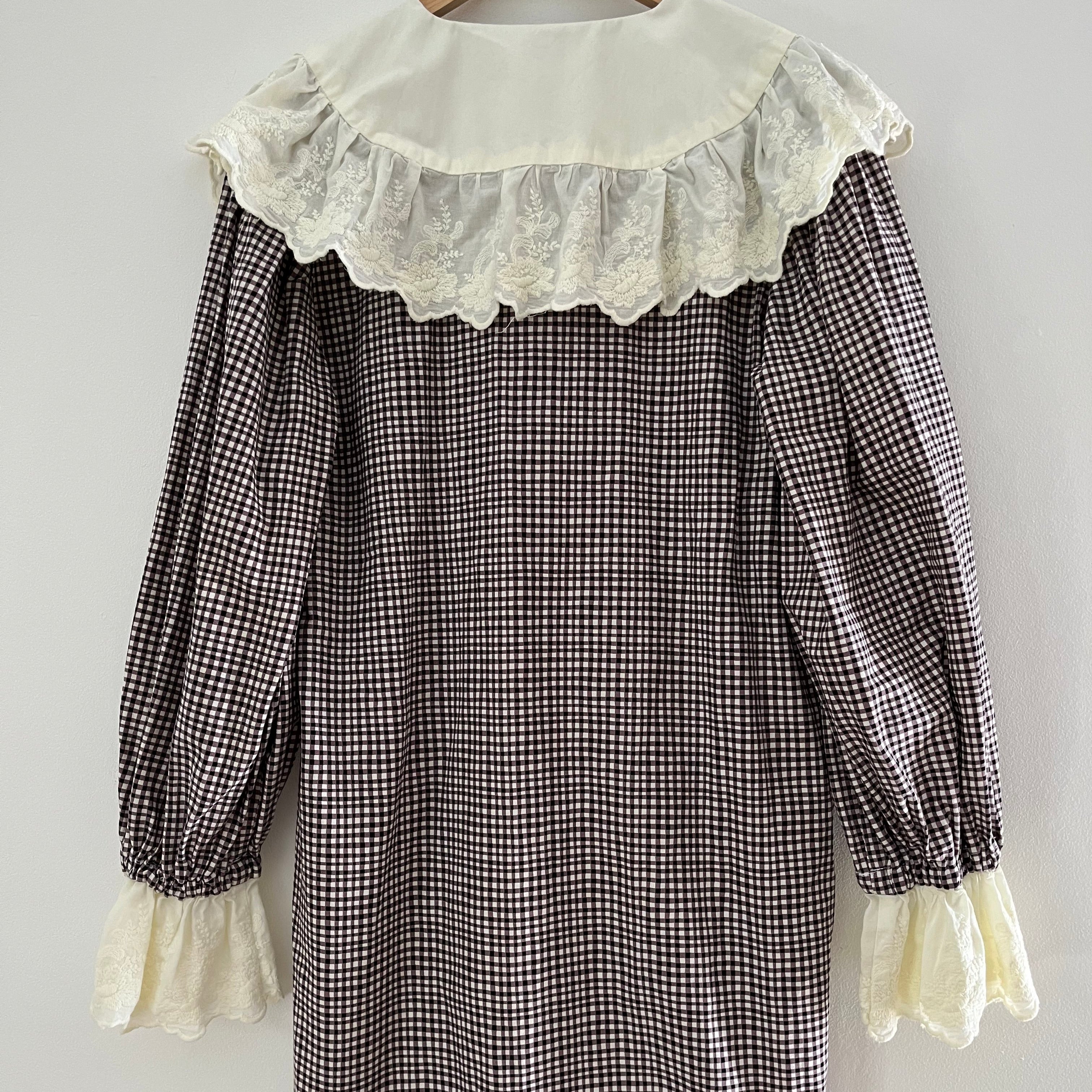 Par Moi Archives Gingham Ruffle Collar Mini Dress.