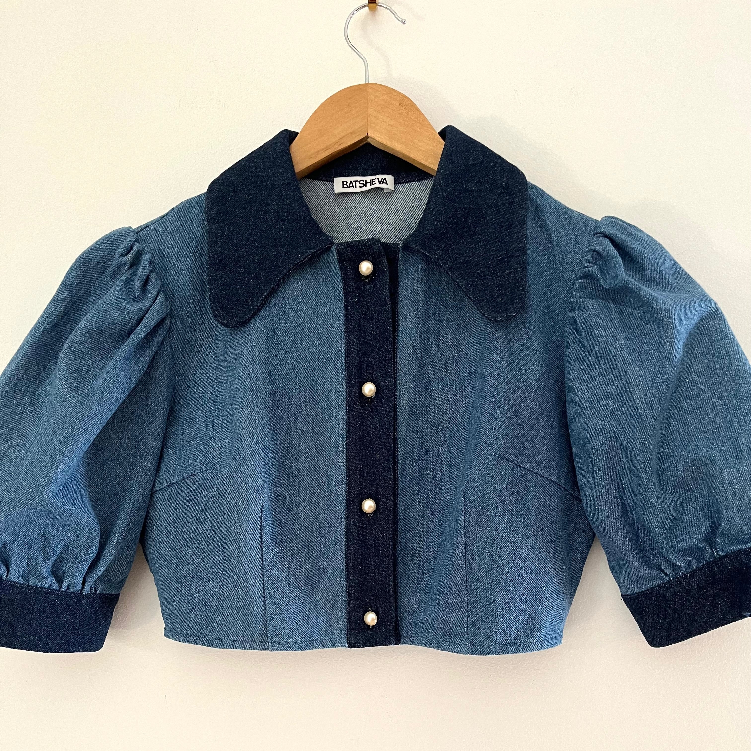 Batsheva LEVY Blouse in Blue Denim Size 8.
