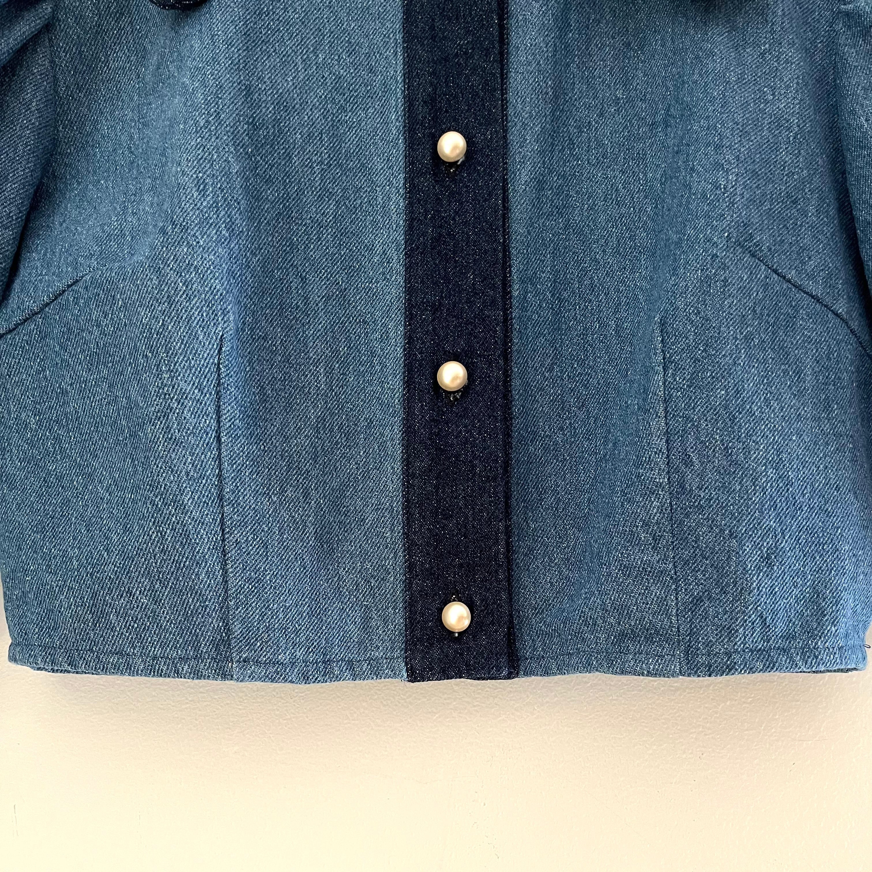 Batsheva LEVY Blouse in Blue Denim Size 8.