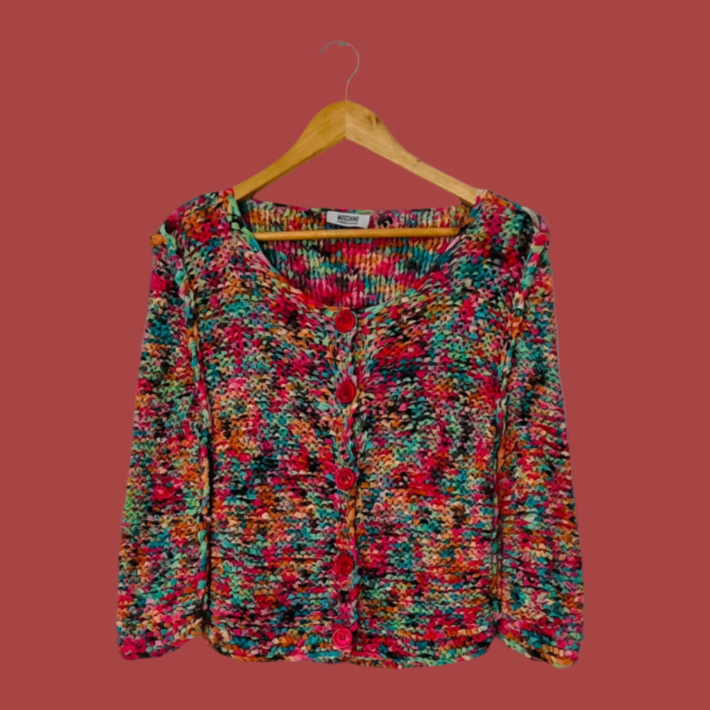 Moschino Cheap and Chic Silk Woven Cardigan.