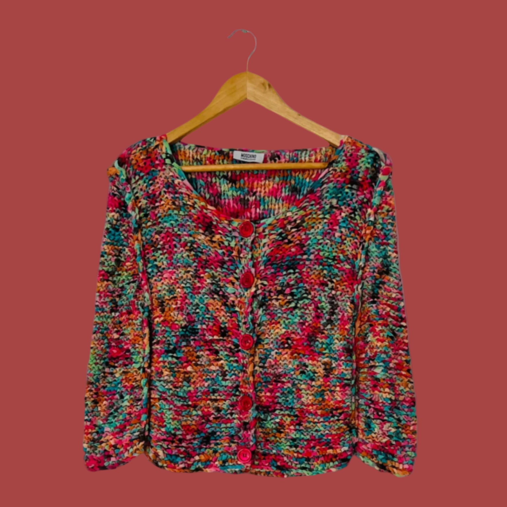 Moschino Cheap and Chic Silk Woven Cardigan.