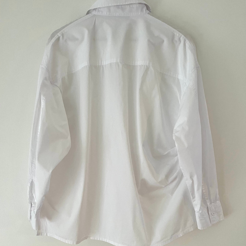 Alpha60 Ruched Asymmetrical White Shirt Size S.