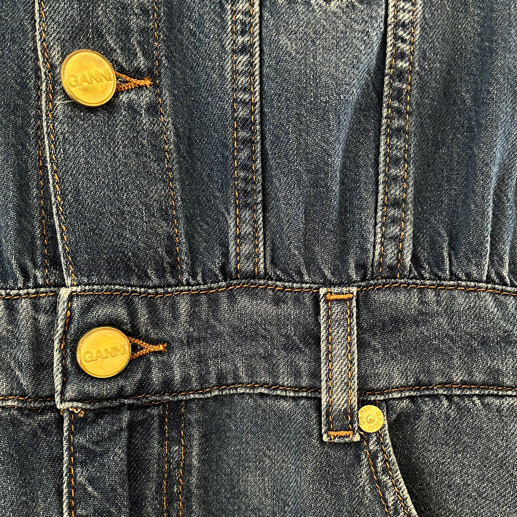 Ganni Sleeveless Denim Maxi Dress in Blue.