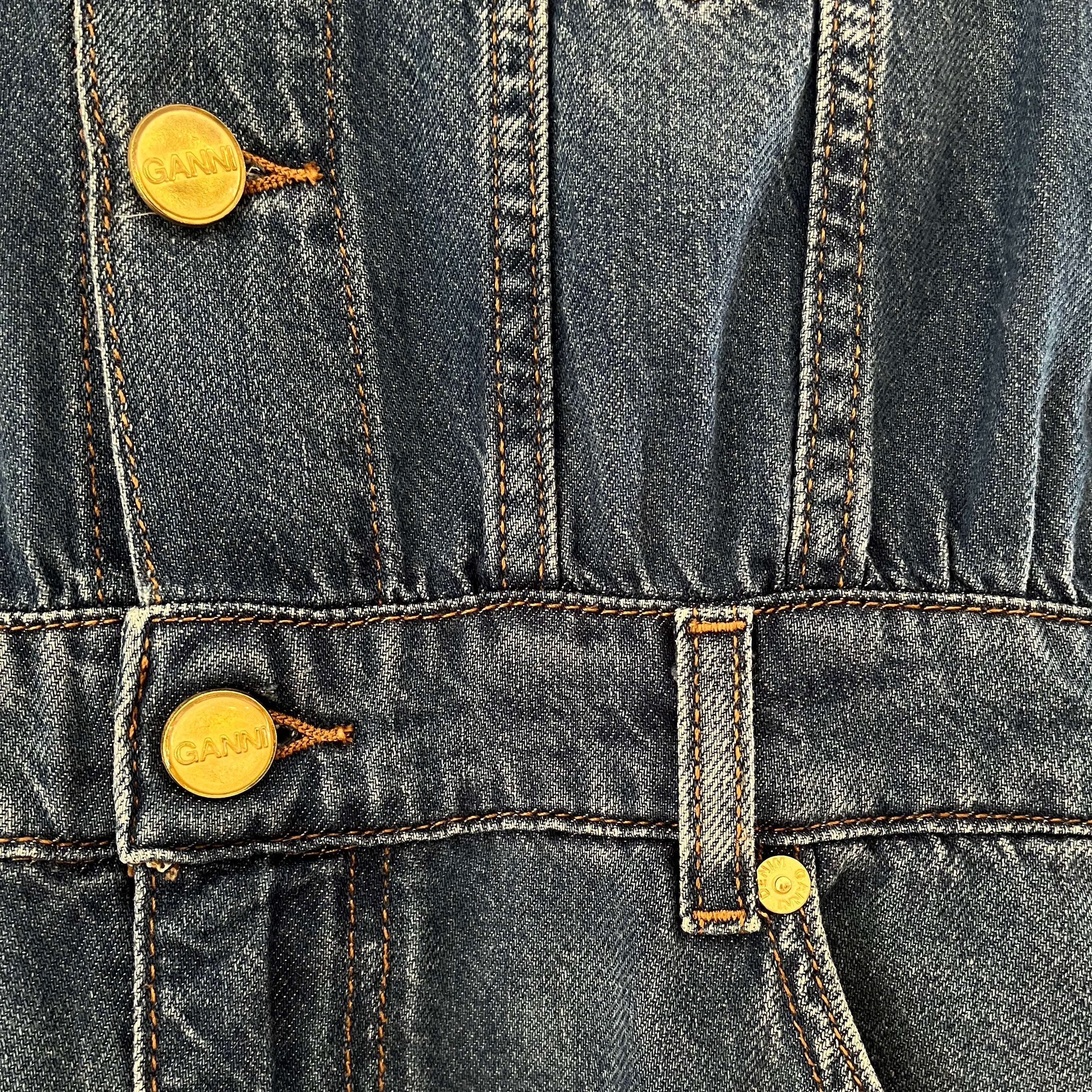 Ganni Sleeveless Denim Maxi Dress in Blue.