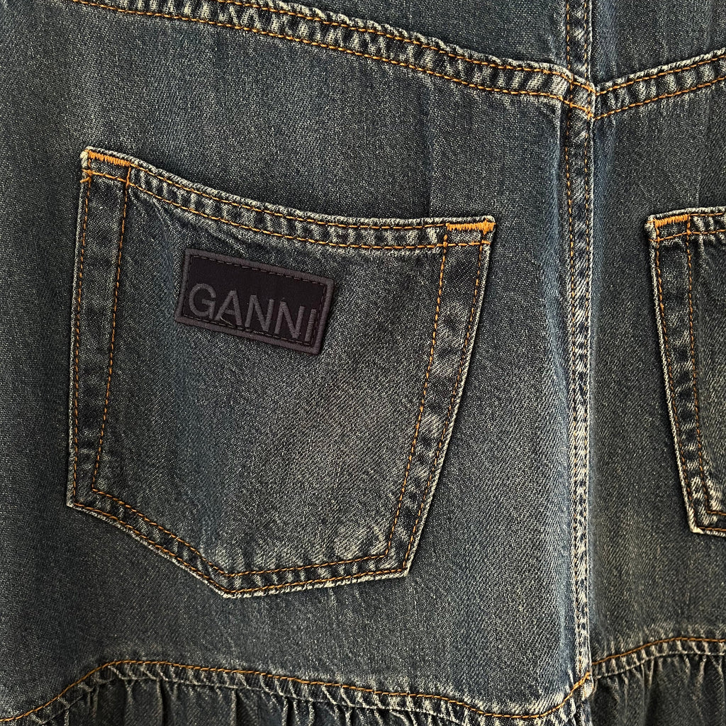 Ganni Sleeveless Denim Maxi Dress in Blue.