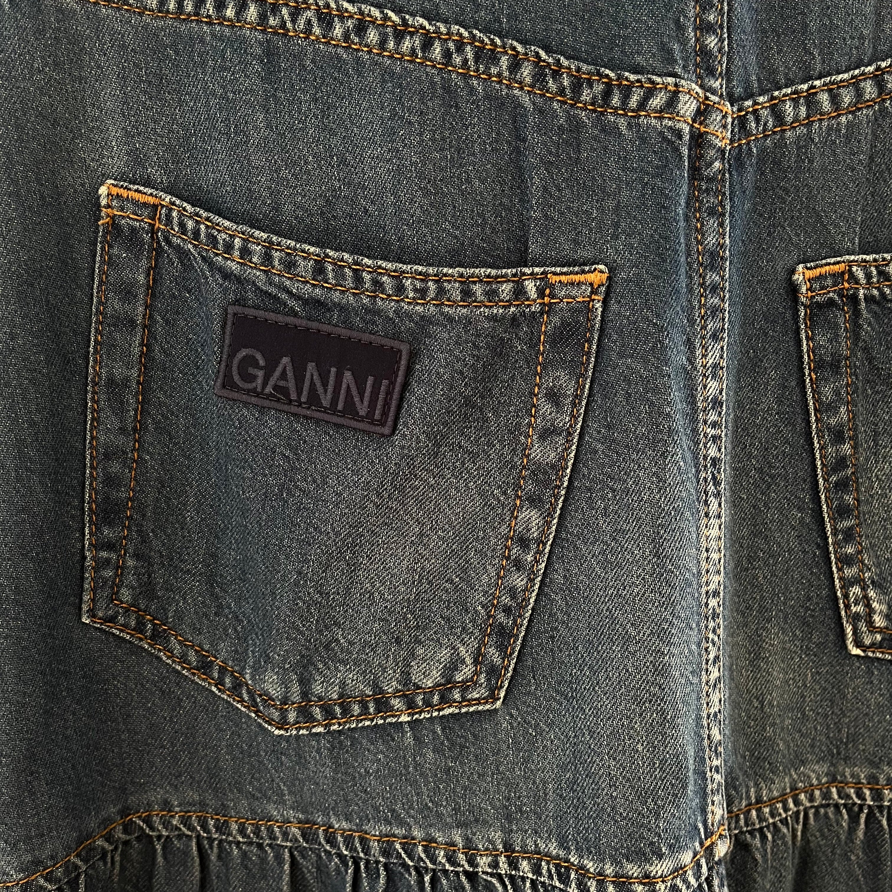 Ganni Sleeveless Denim Maxi Dress in Blue.