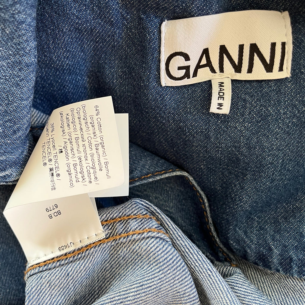 Ganni Sleeveless Denim Maxi Dress in Blue.