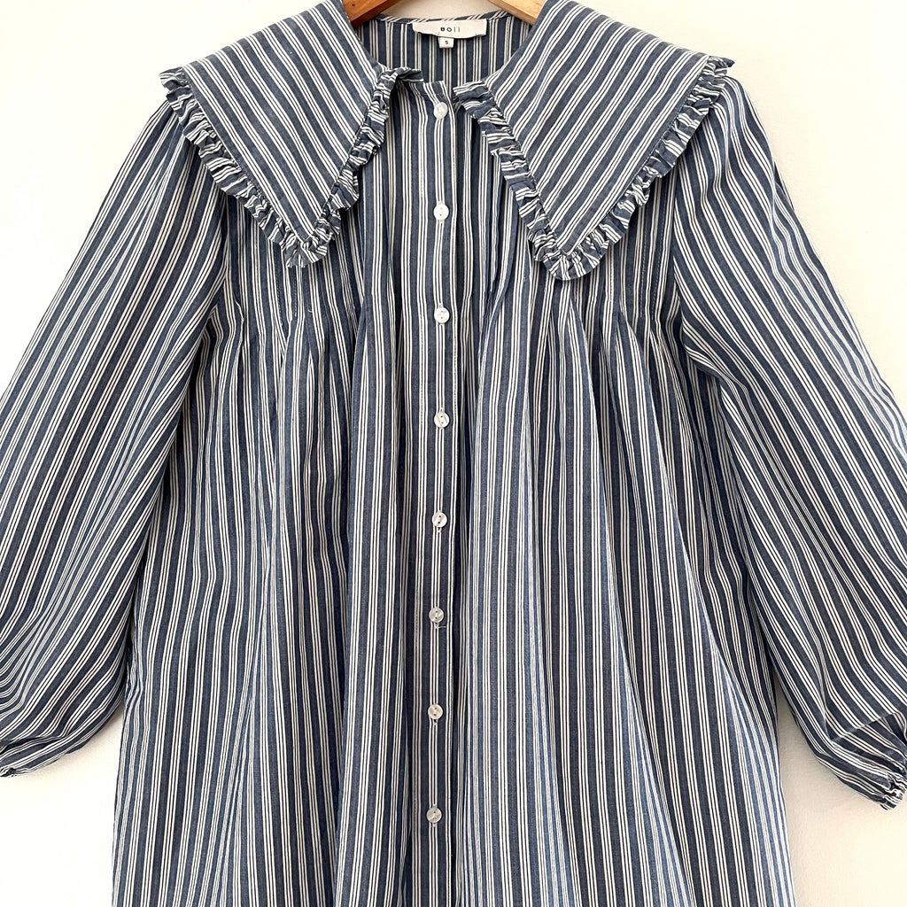 Boii Smock Striped Mini Dress in Blue.