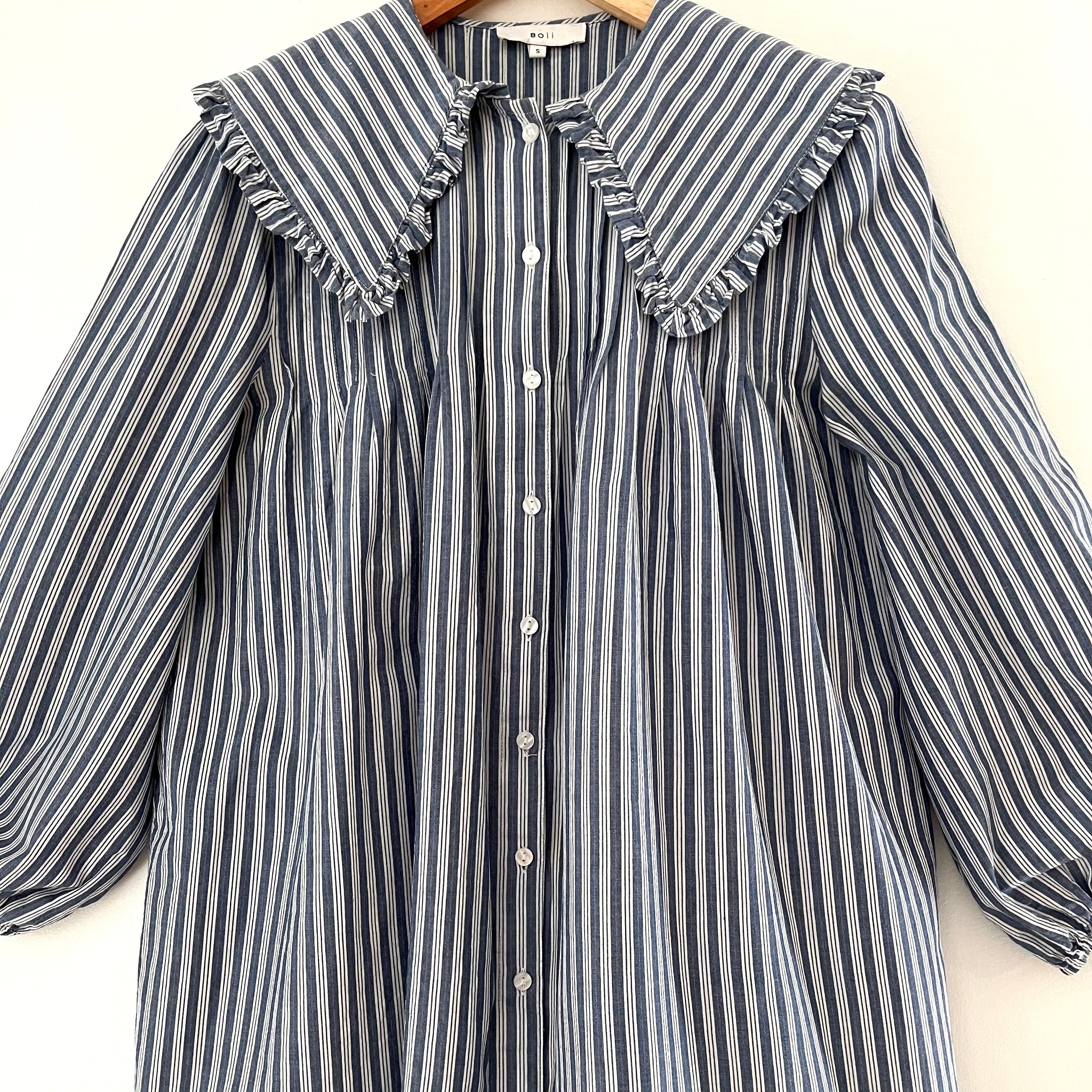 Boii Smock Striped Mini Dress in Blue.