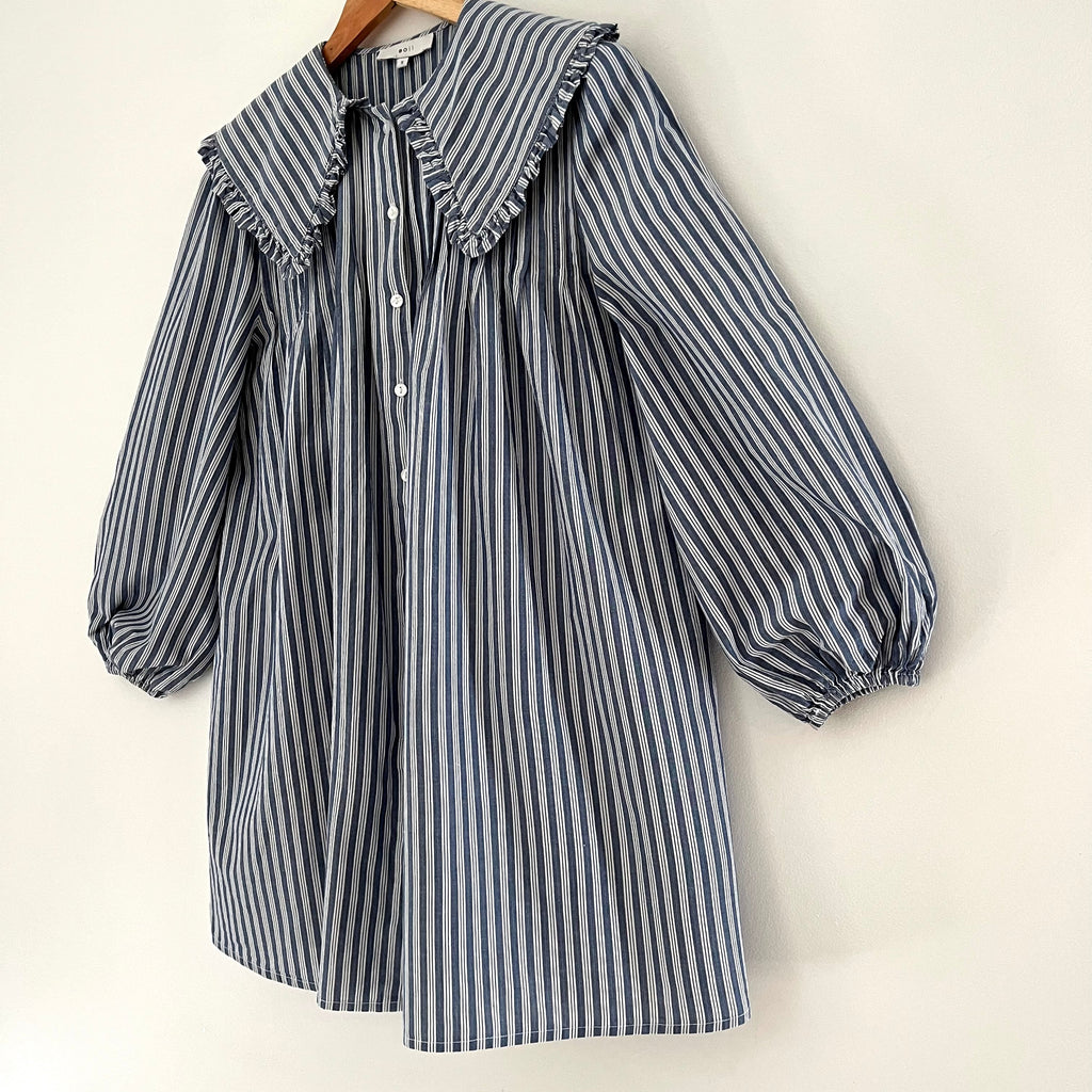 Boii Smock Striped Mini Dress in Blue.