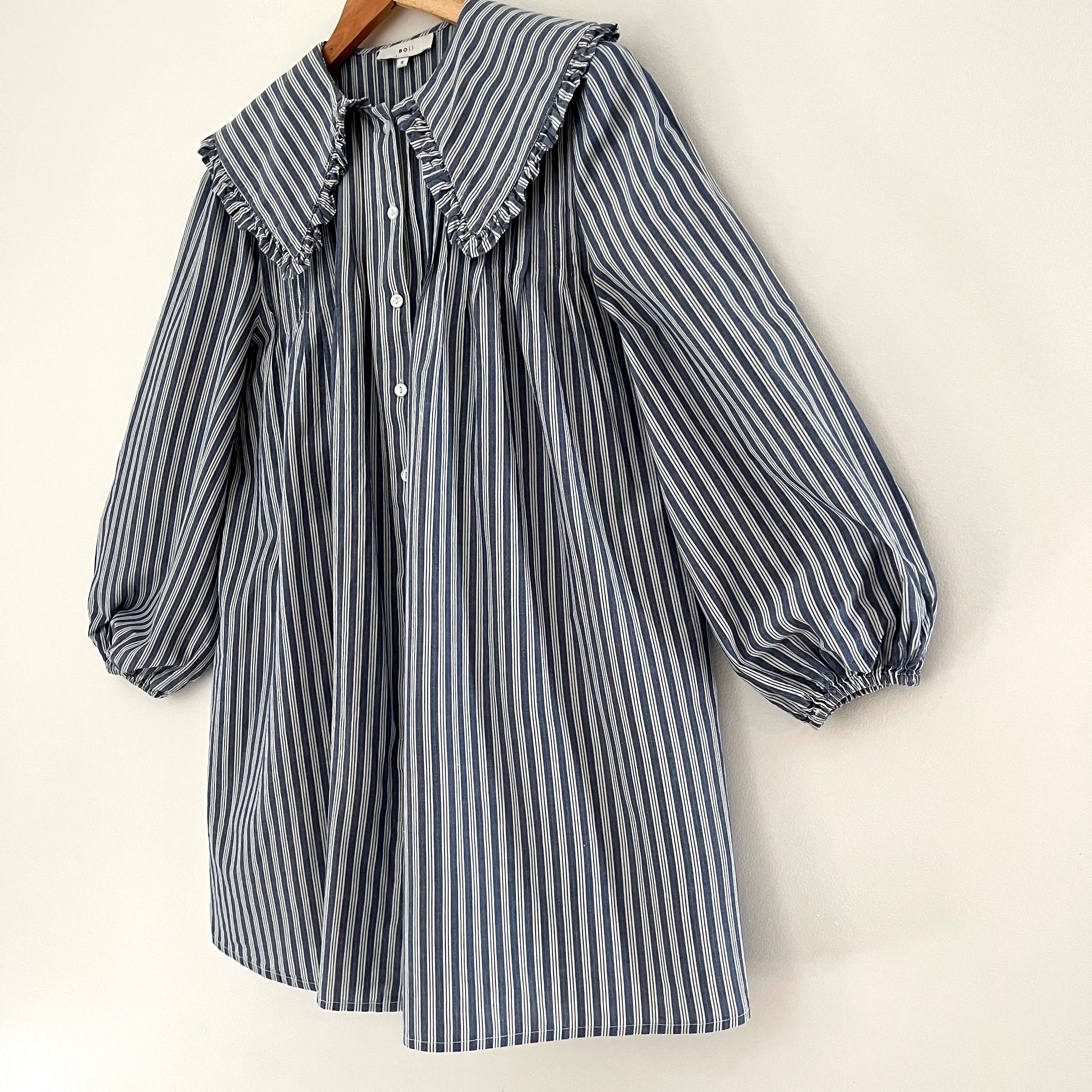 Boii Smock Striped Mini Dress in Blue.