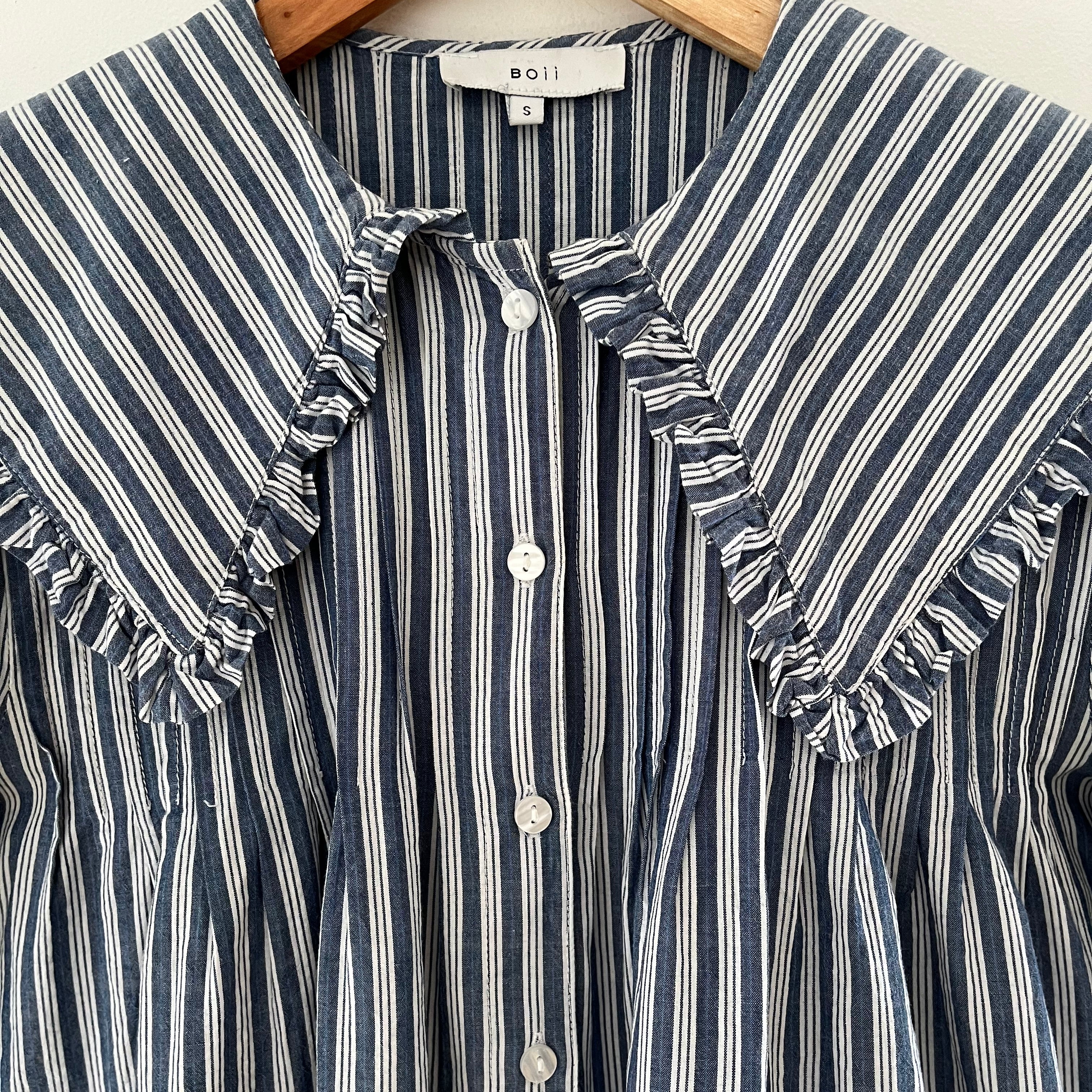 Boii Smock Striped Mini Dress in Blue.