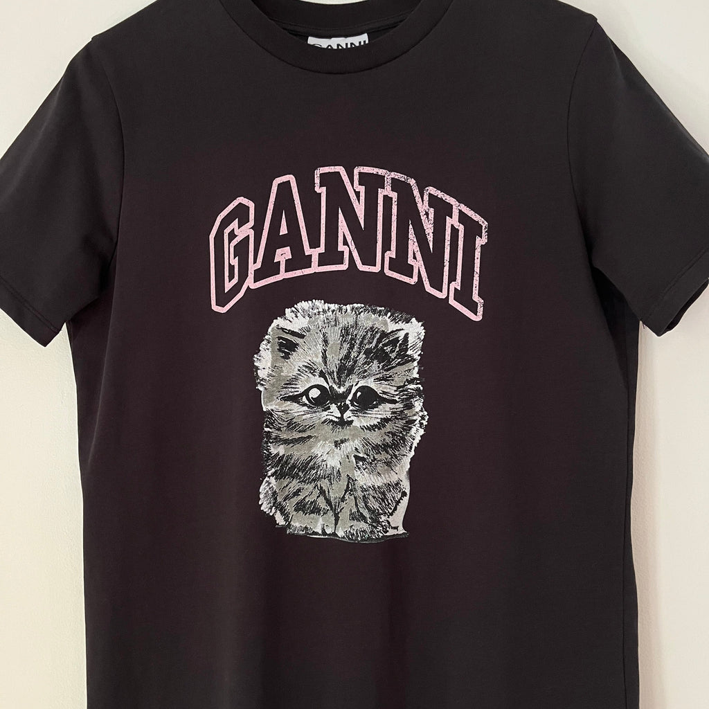 Ganni Kitten T-shirt in Phantom Size M.