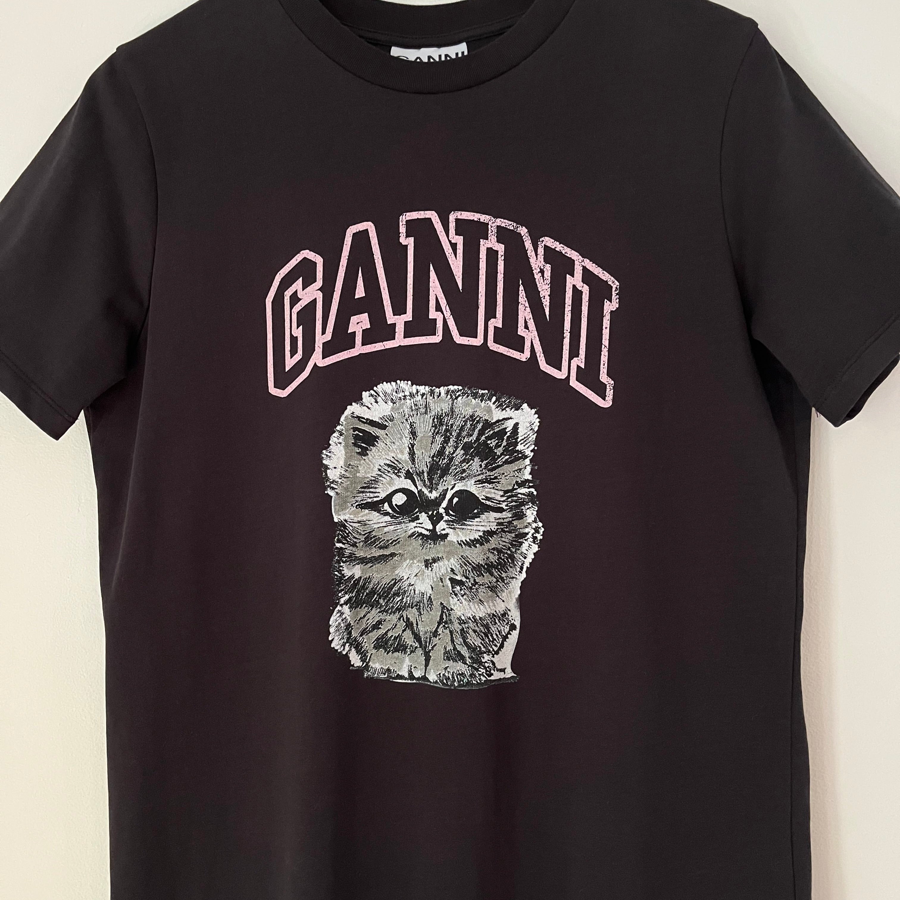 Ganni Kitten T-shirt in Phantom Size M.