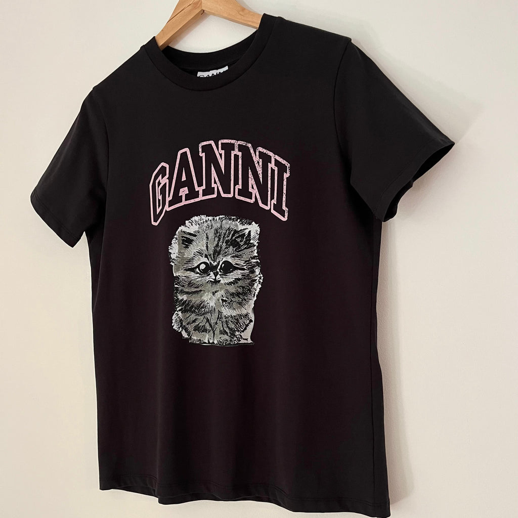 Ganni Kitten T-shirt in Phantom Size M.
