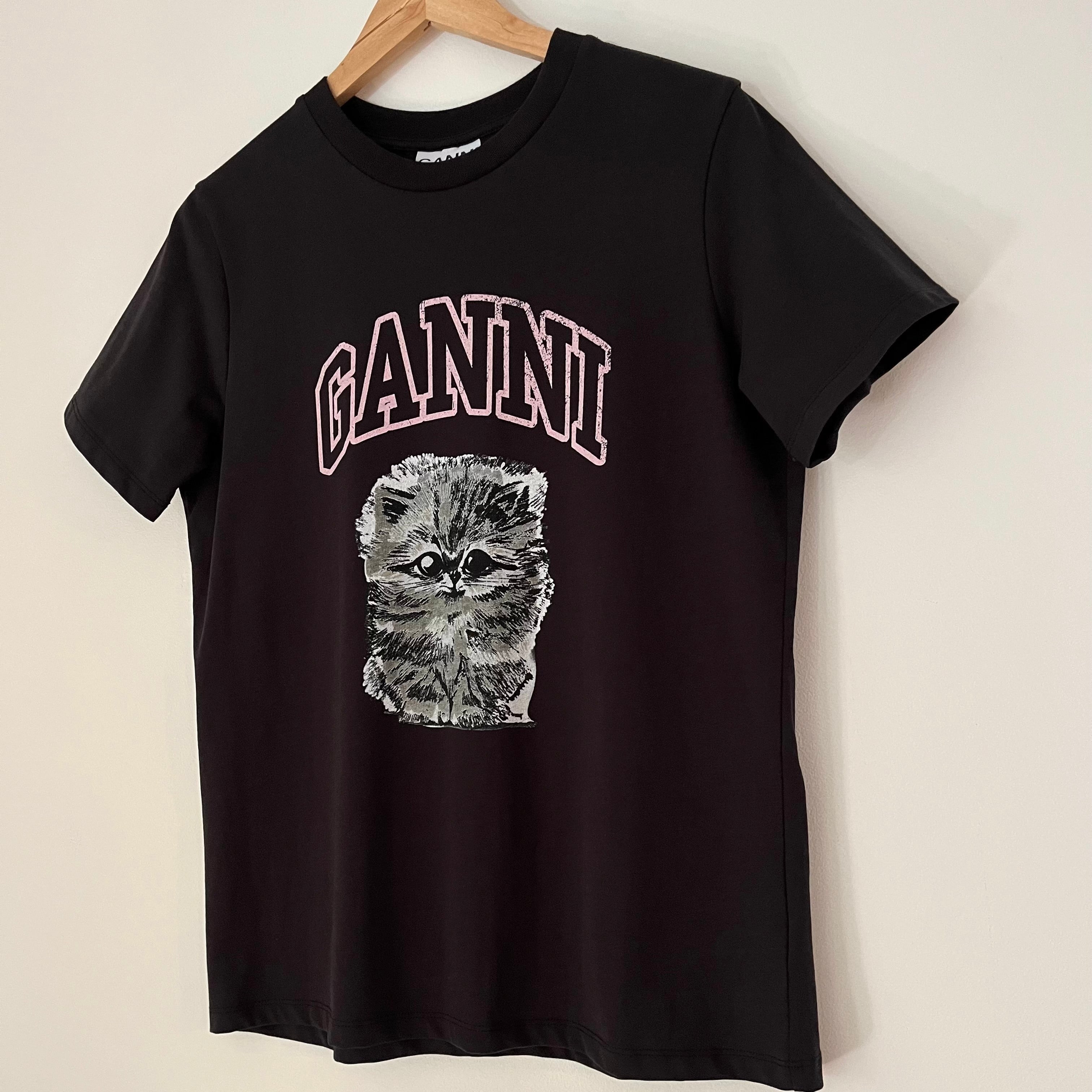 Ganni Kitten T-shirt in Phantom Size M.