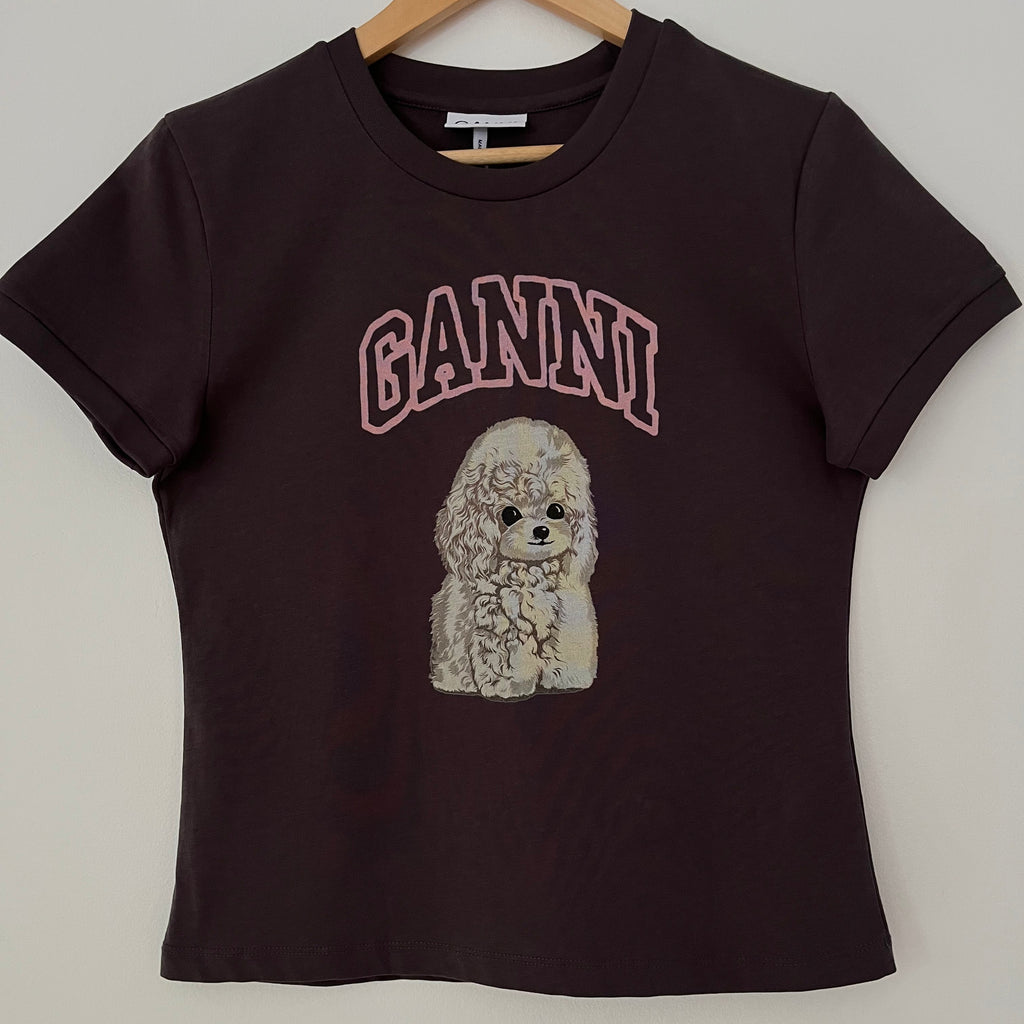 Ganni Poodle T-shirt in Phantom Size M.