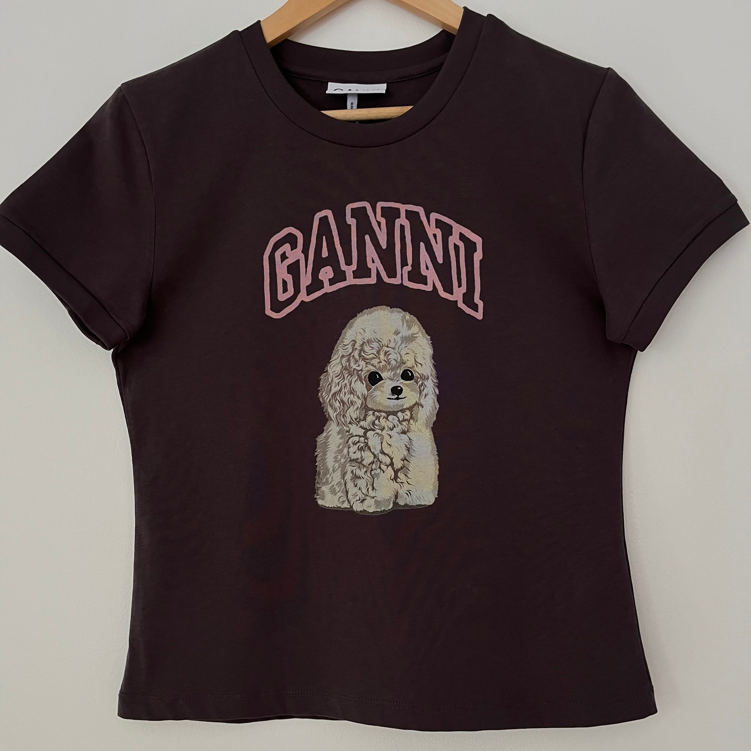 Ganni Poodle T-shirt in Phantom Size M.