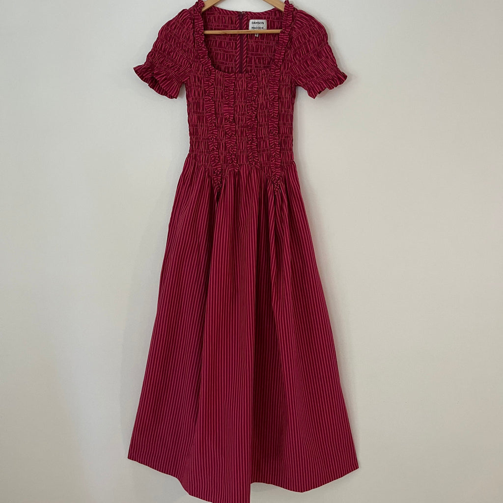 Damson Madder RAPHAELA Ruffle Midi Dress Size AU6.