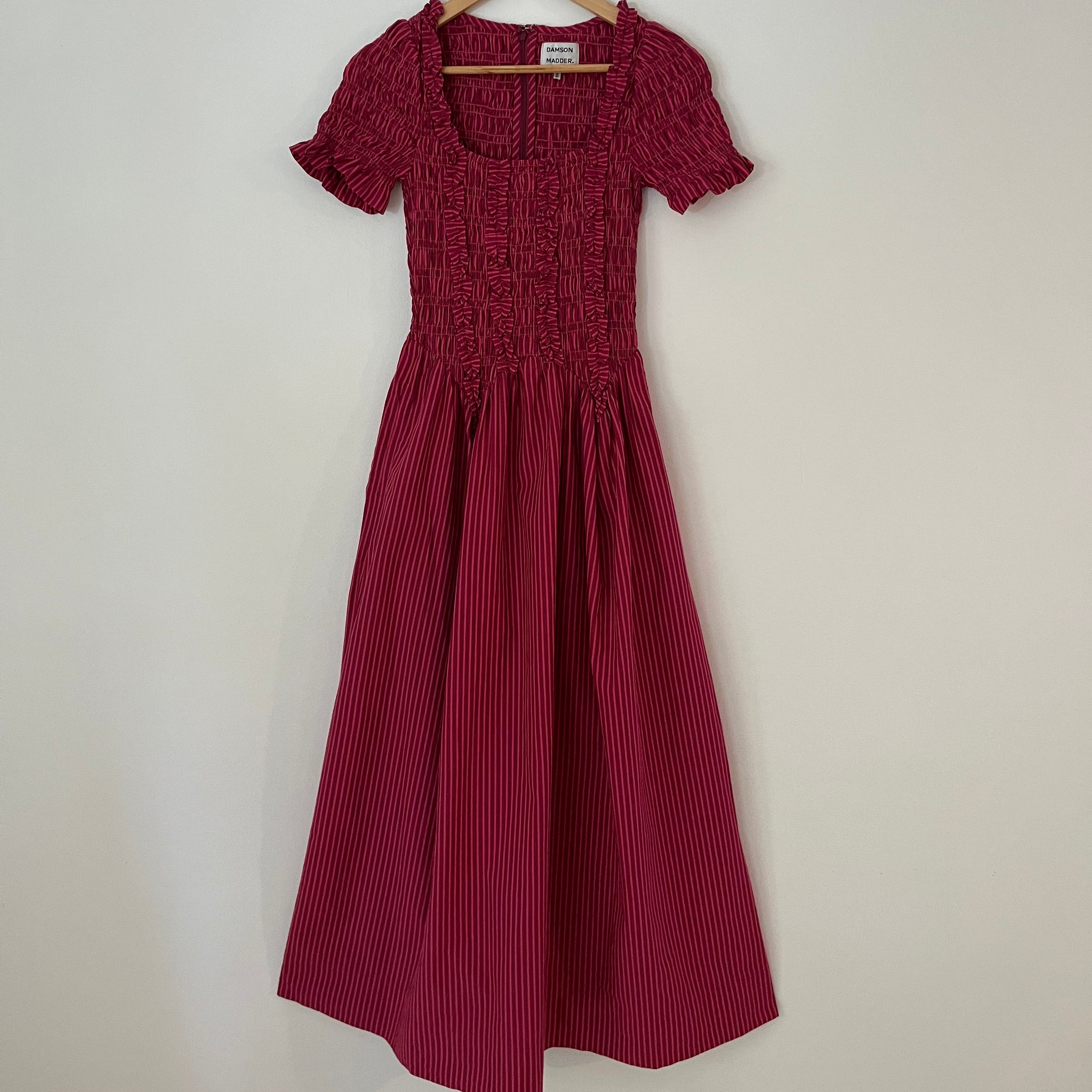 Damson Madder RAPHAELA Ruffle Midi Dress Size AU6.