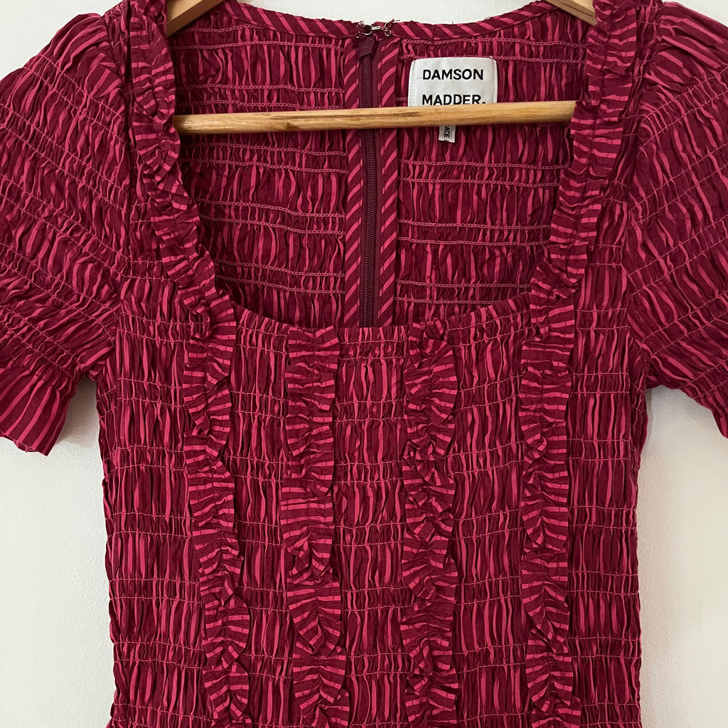 Damson Madder RAPHAELA Ruffle Midi Dress Size AU6.