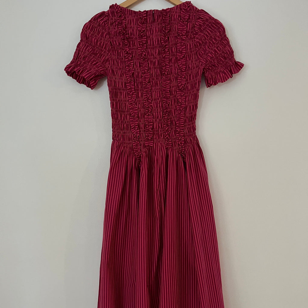 Damson Madder RAPHAELA Ruffle Midi Dress Size AU6.
