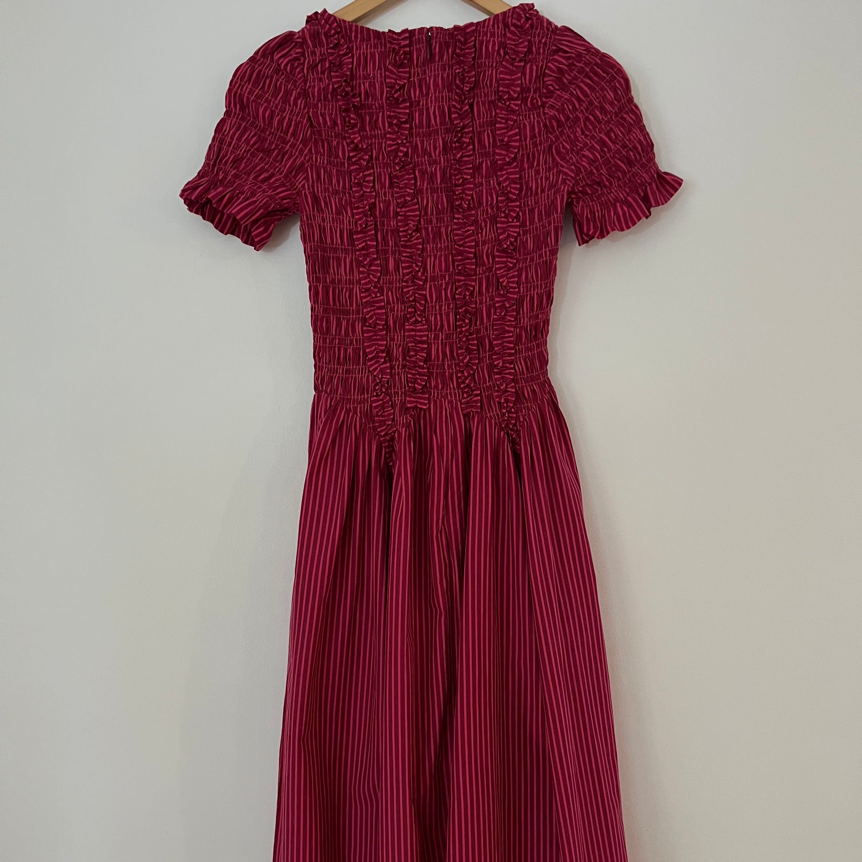 Damson Madder RAPHAELA Ruffle Midi Dress Size AU6.