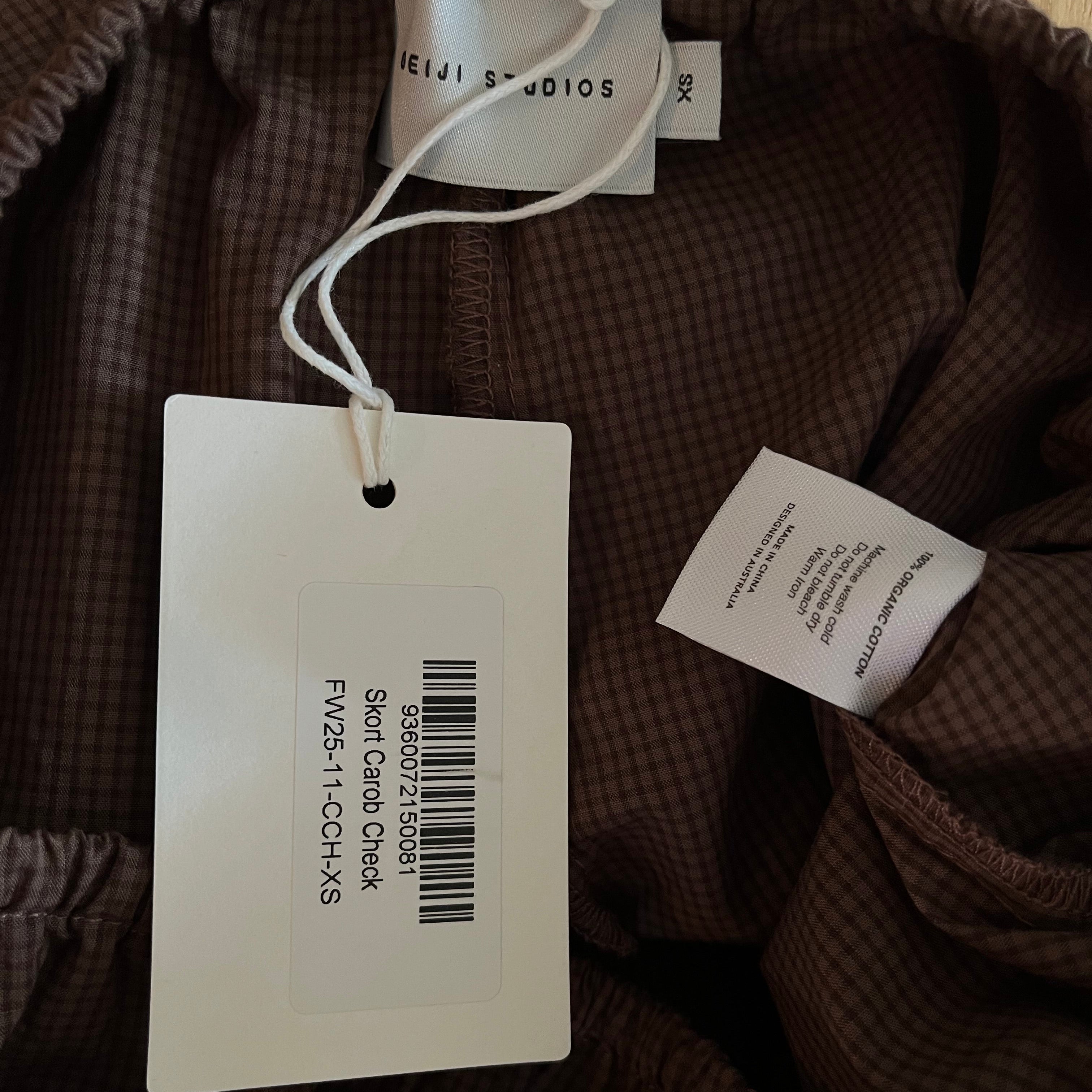 Deiji Studios BNWT SKORT In Carob Check Size XS.