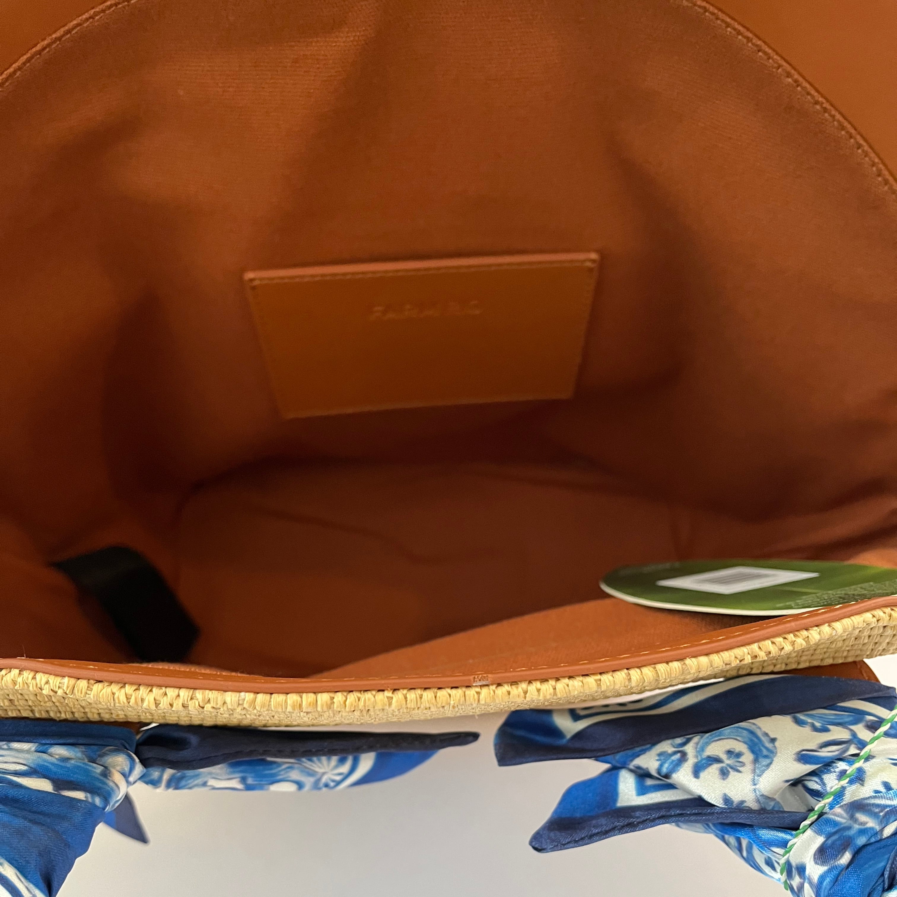 Farm Rio BNWT GARDEN TILES Raffia Shell Tote Bag.