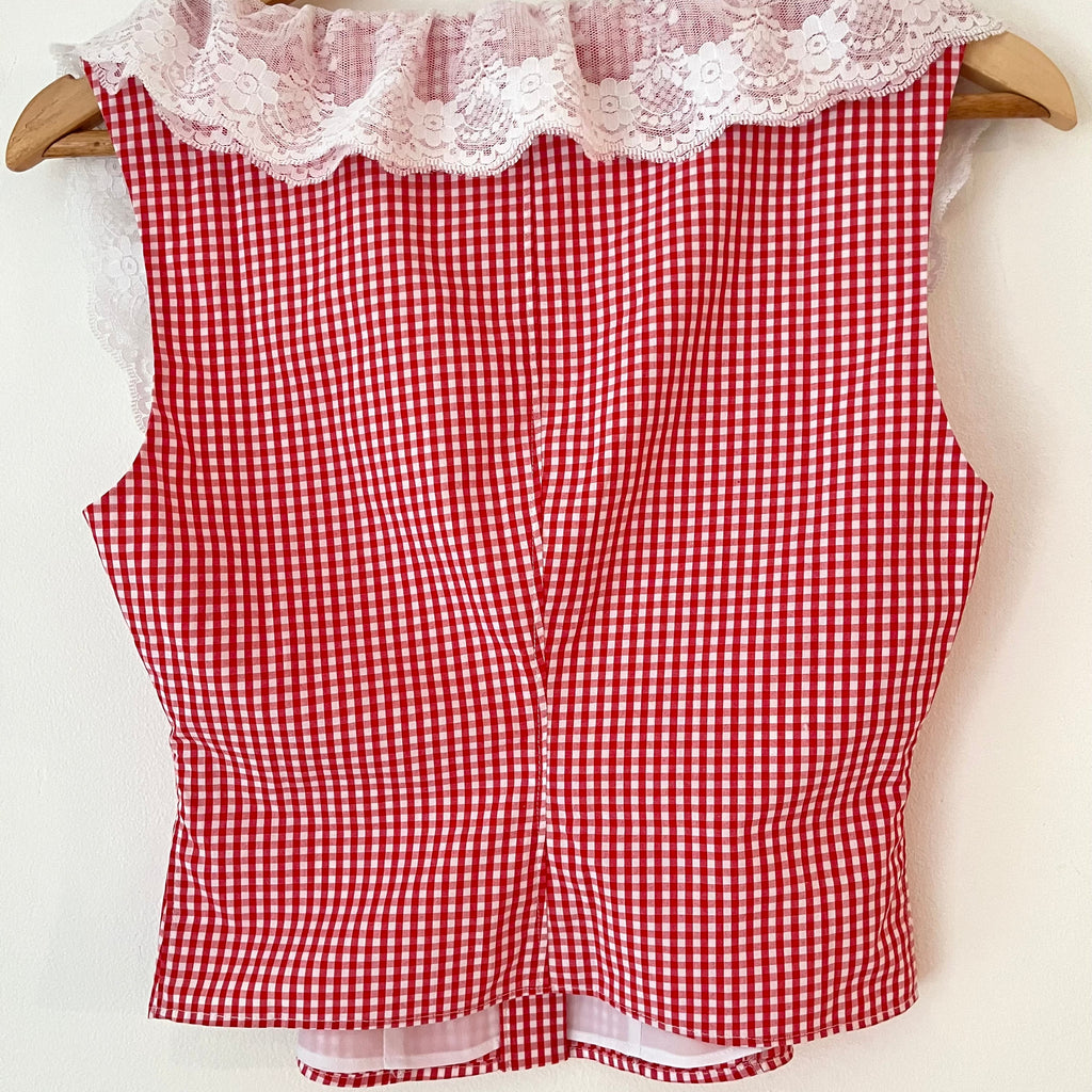 Guizio PALOMA Lace Top in Poppy and White.