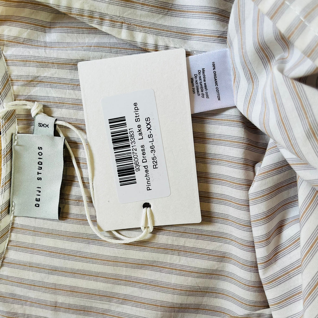 Deiji Studios BNWT PINCHED Dress in Lake Stripe Size XXS.