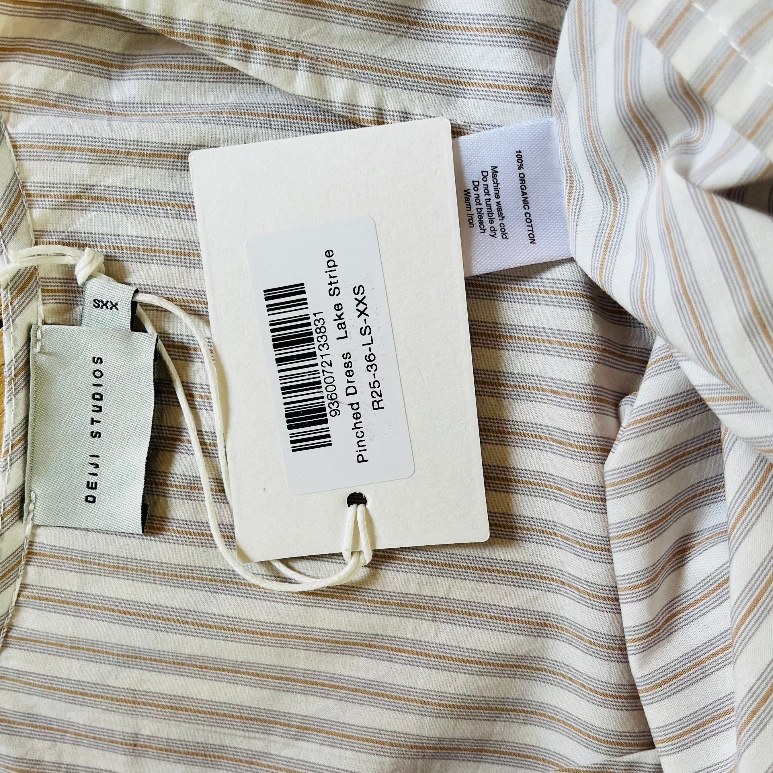 Deiji Studios BNWT PINCHED Dress in Lake Stripe Size XXS.